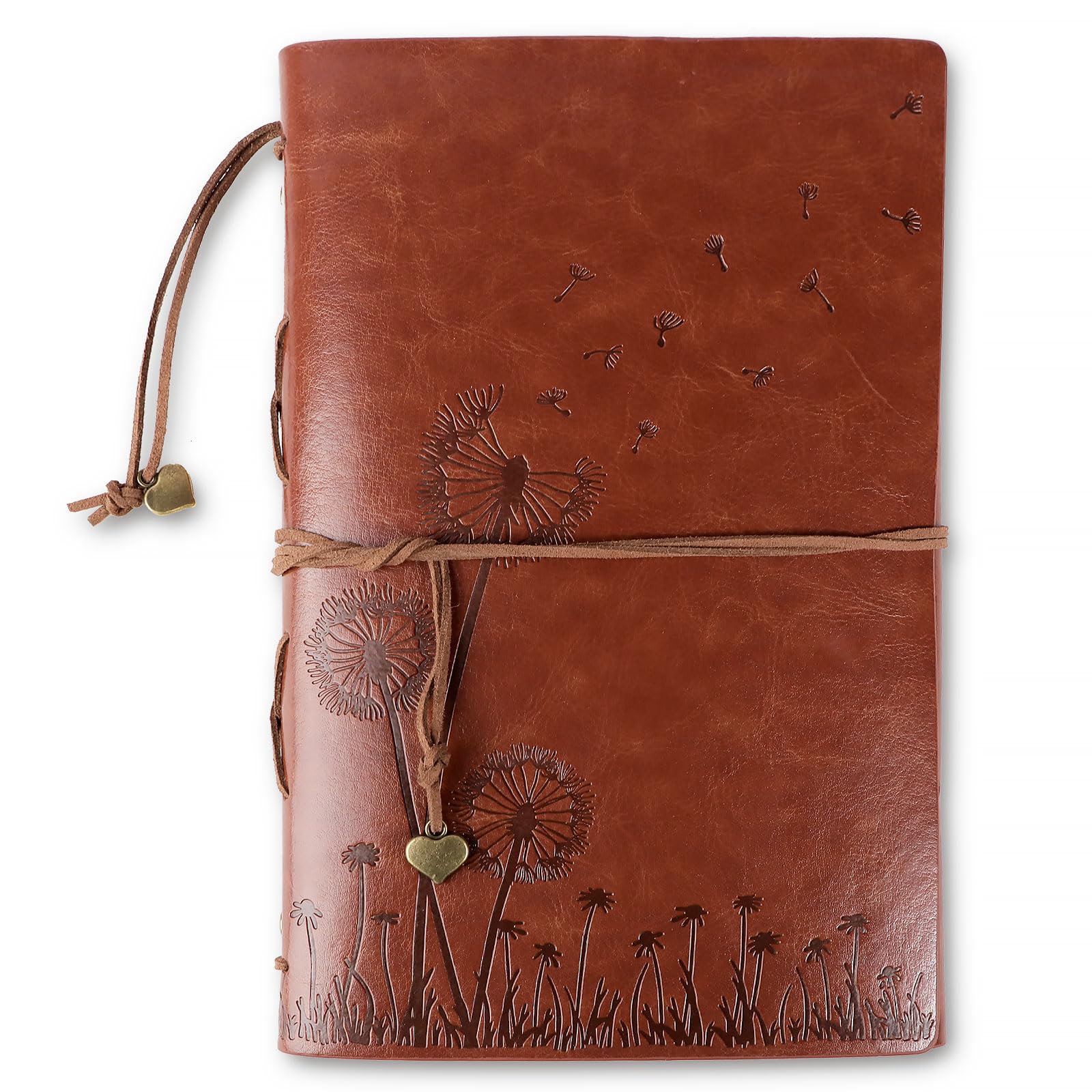 COLOFALLA Leather Journal Refillable Notebook Leather Notebook Vintage Refillable Leather Journal Notebook with Pendant Dandelion A5 Leather Journals for Men Women Students Teacher Writer