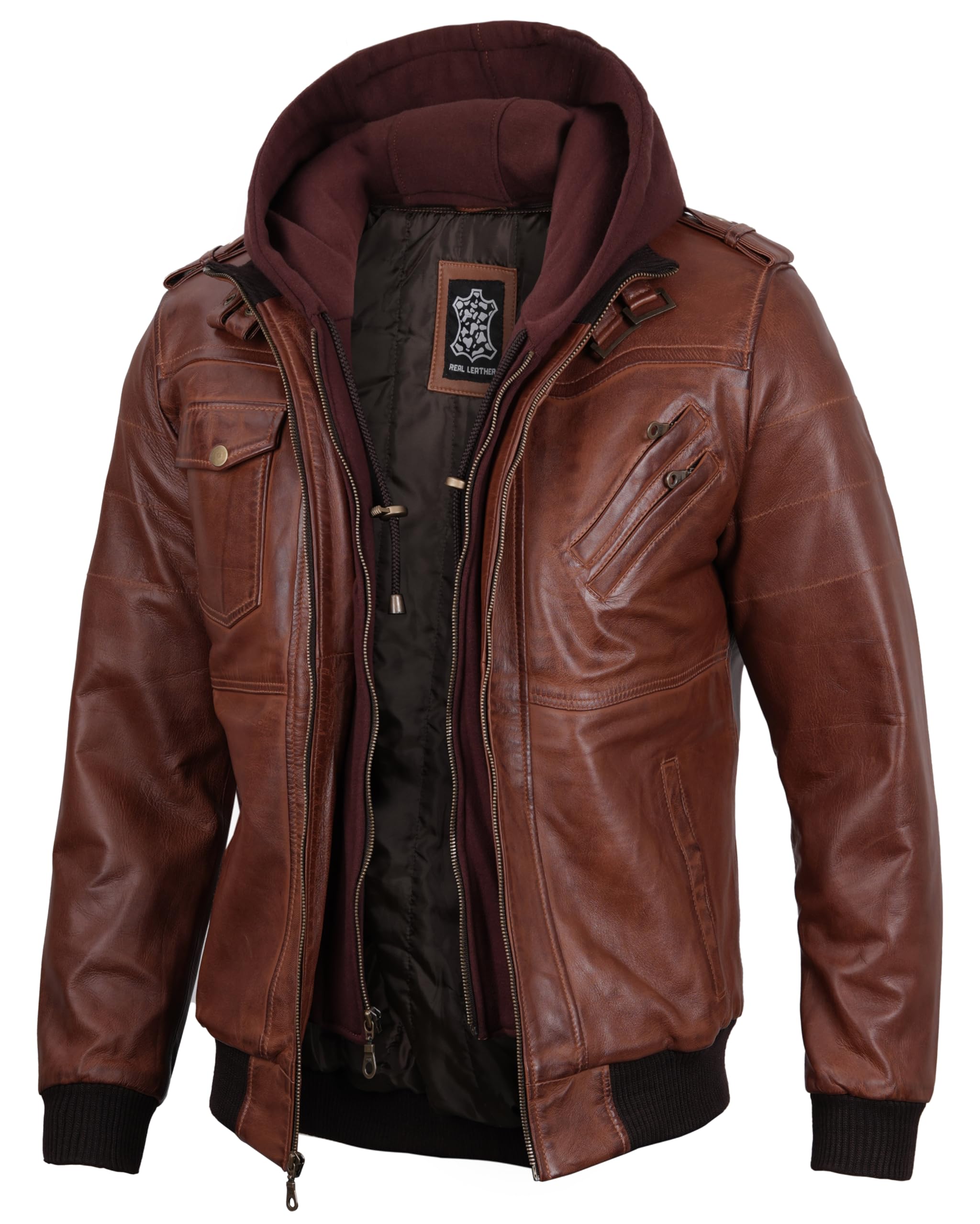 fjacketsStar Distressed Leather Jacket Men's - Maroon Costume Jacket