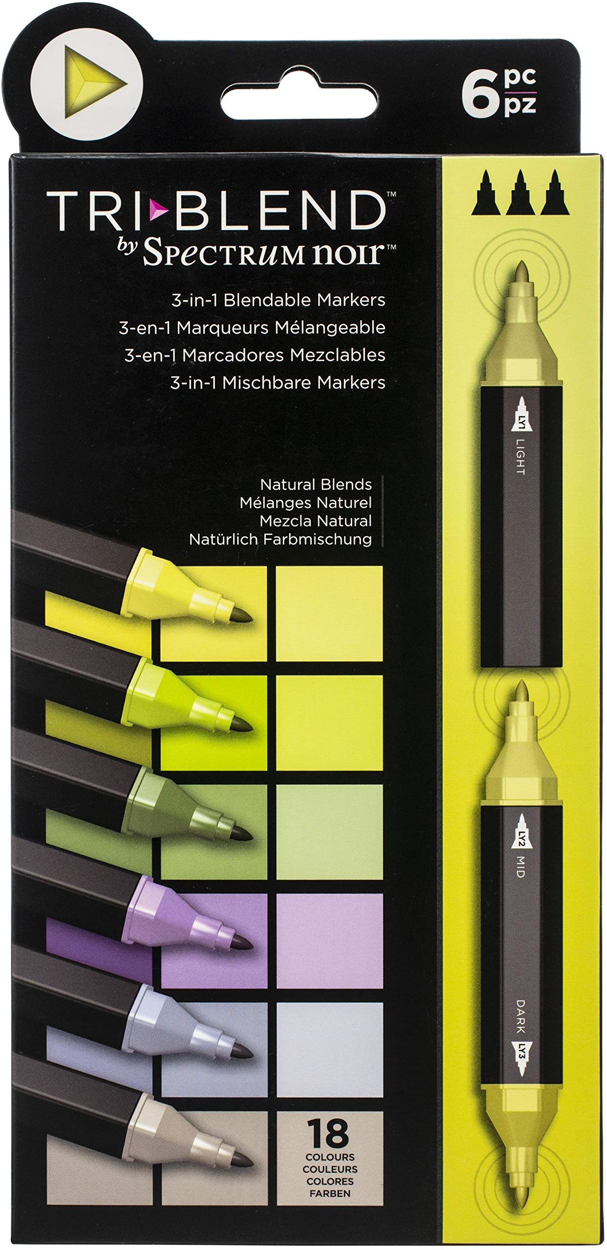 Crafter's Companion Spectrum Noir Triblend Alcohol 3 Marker Pens-Natural Blends-Pack of 6