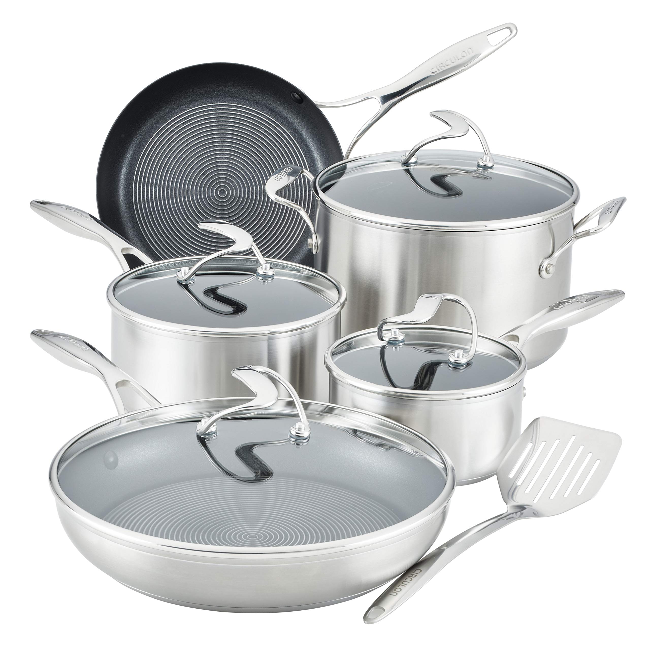 CirculonStainless Steel Cookware Pots and Pans Set with SteelShield Hybrid Stainless and Nonstick Technology