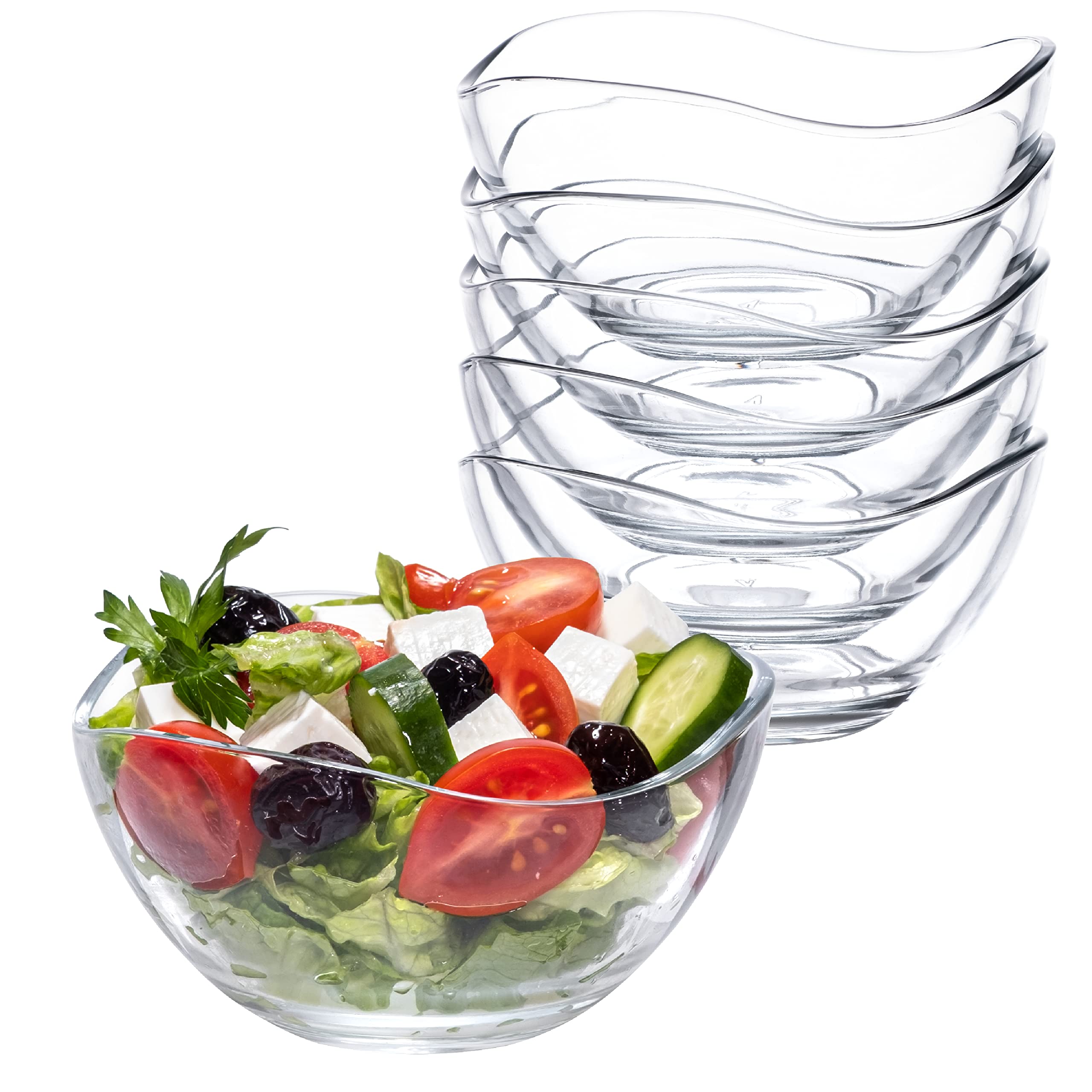 spar-home Dessert Glasses Set of 12 - Cereal Bowls Glass 215 ml for Snack Salad Ice Cream Cereal Bowl Salad