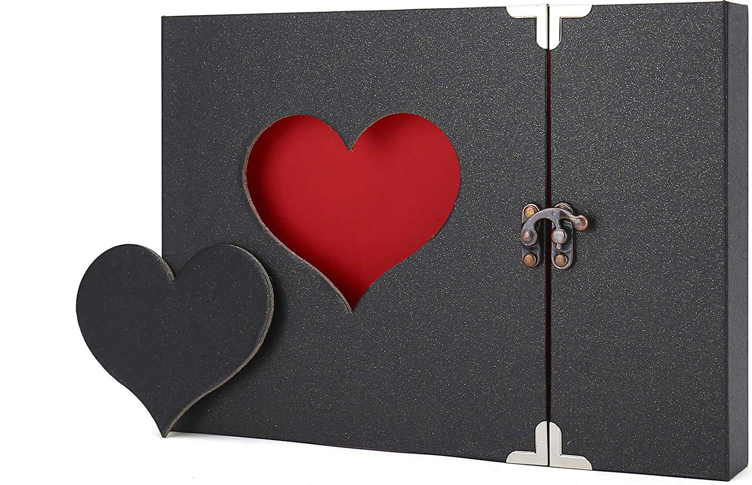 AIORScrapbook Photo Album 60 Pages Hardcover Vintage Heart DIY Scrapbook Album with Photo Corners for Anniversary, Valentine's Day, Christmas, Birthday Gifts, Couples Memory Book