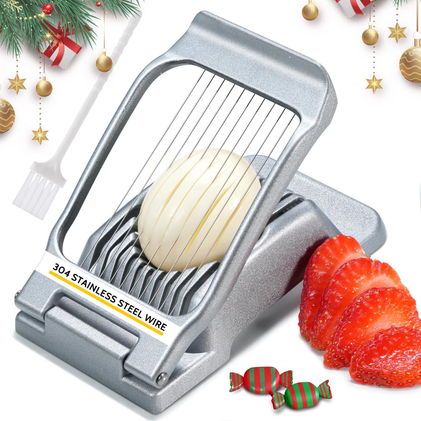 Egg Slicer, Sopito Heavy Duty Stainless Steel Wire Egg Slicer for Hard Boiled Eggs & Other Soft Food Multipurpose Strawberry Slicer