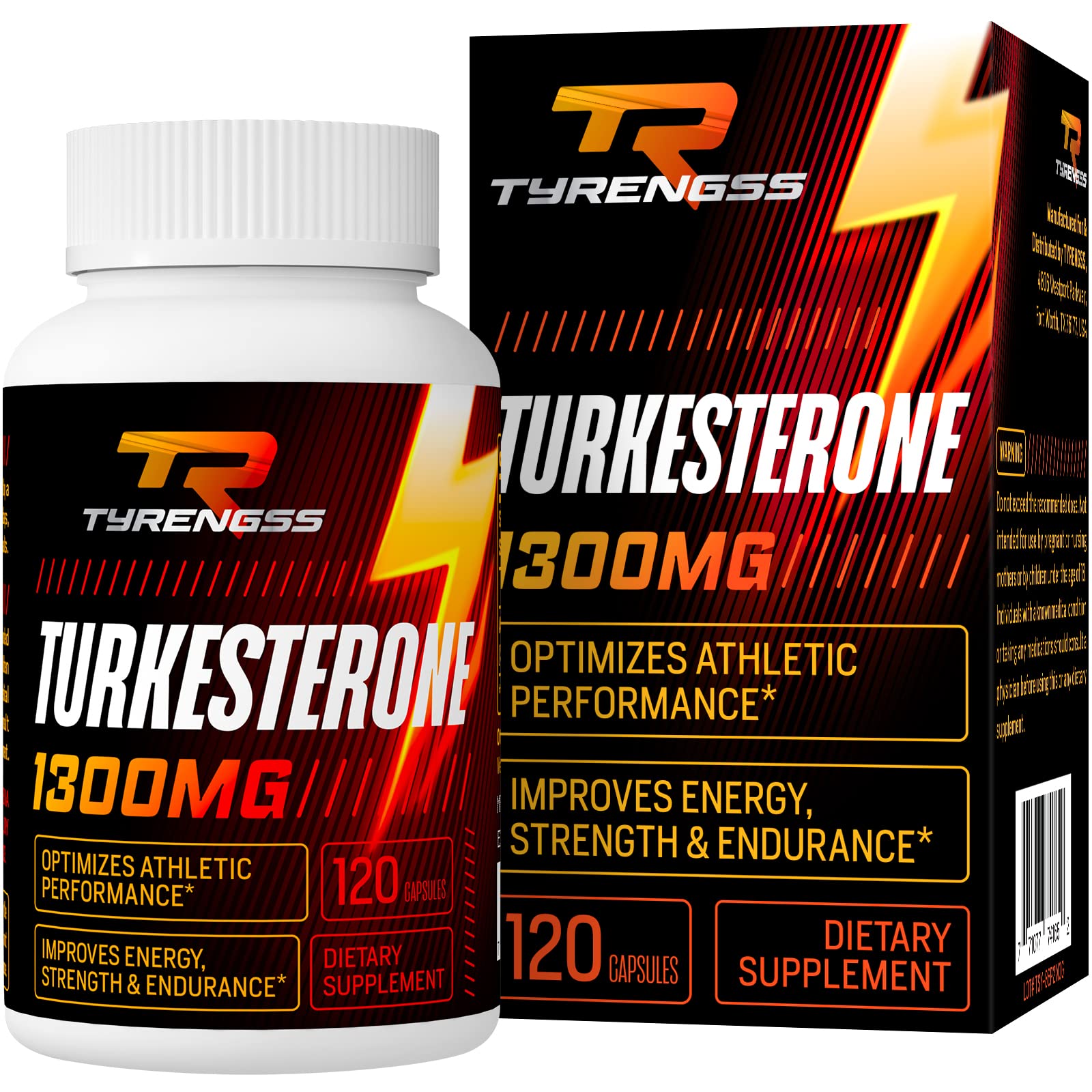 Testosterone Booster, Turkesterone Supplement 1300mg Ultra High Strength (Ajuga Turkestanica Extract Std. to 20% Testosterone), for Athletic Performance & Muscle Mass,120 Capsules