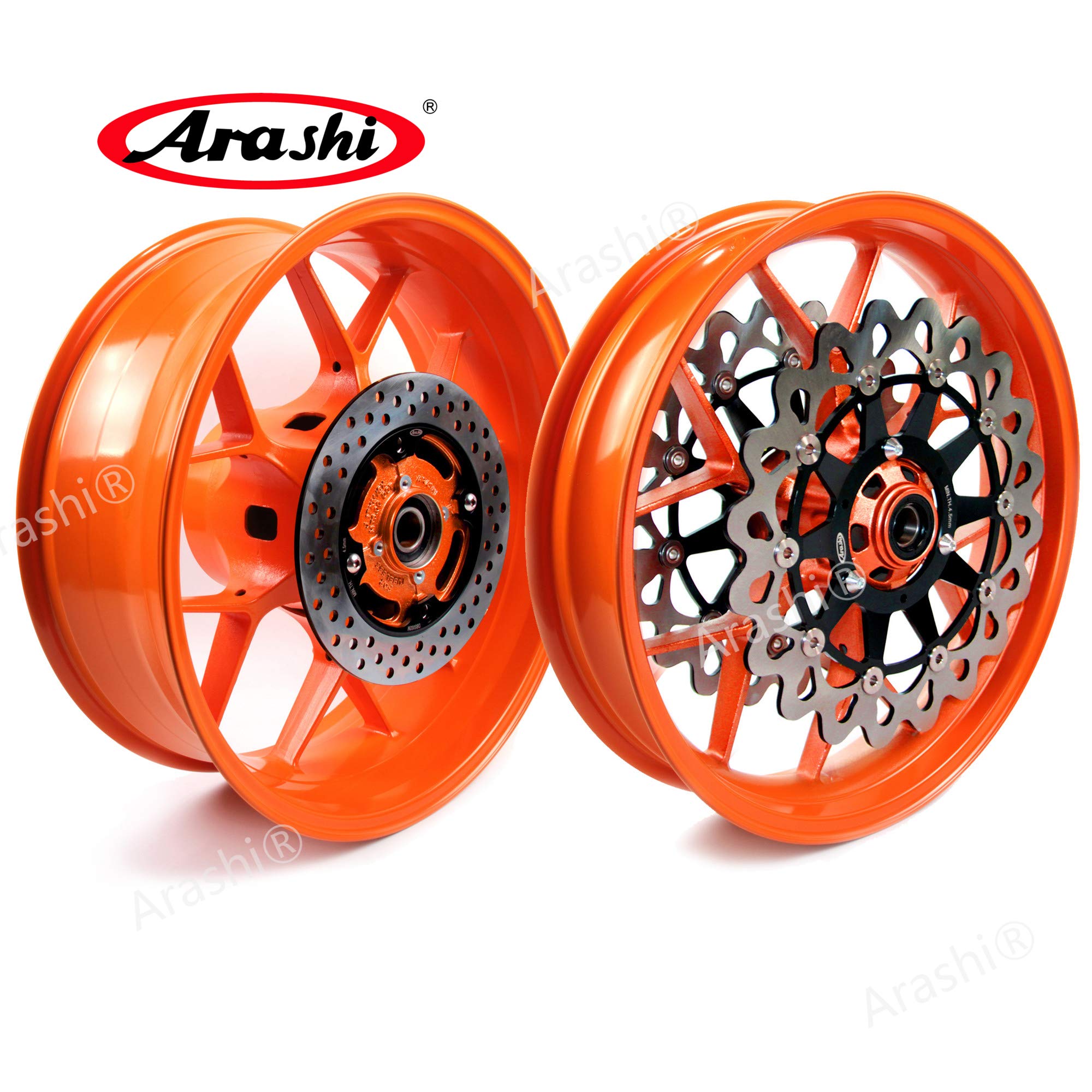 Arashi Front Rear Wheel Rims and Brake Disc Rotors for Honda CBR1000RR 2004 2005 Motorcycle Replacement Accessories CBR 1000 CBR1000 RR 1000RR 1000CC Repsol Orange 04 05