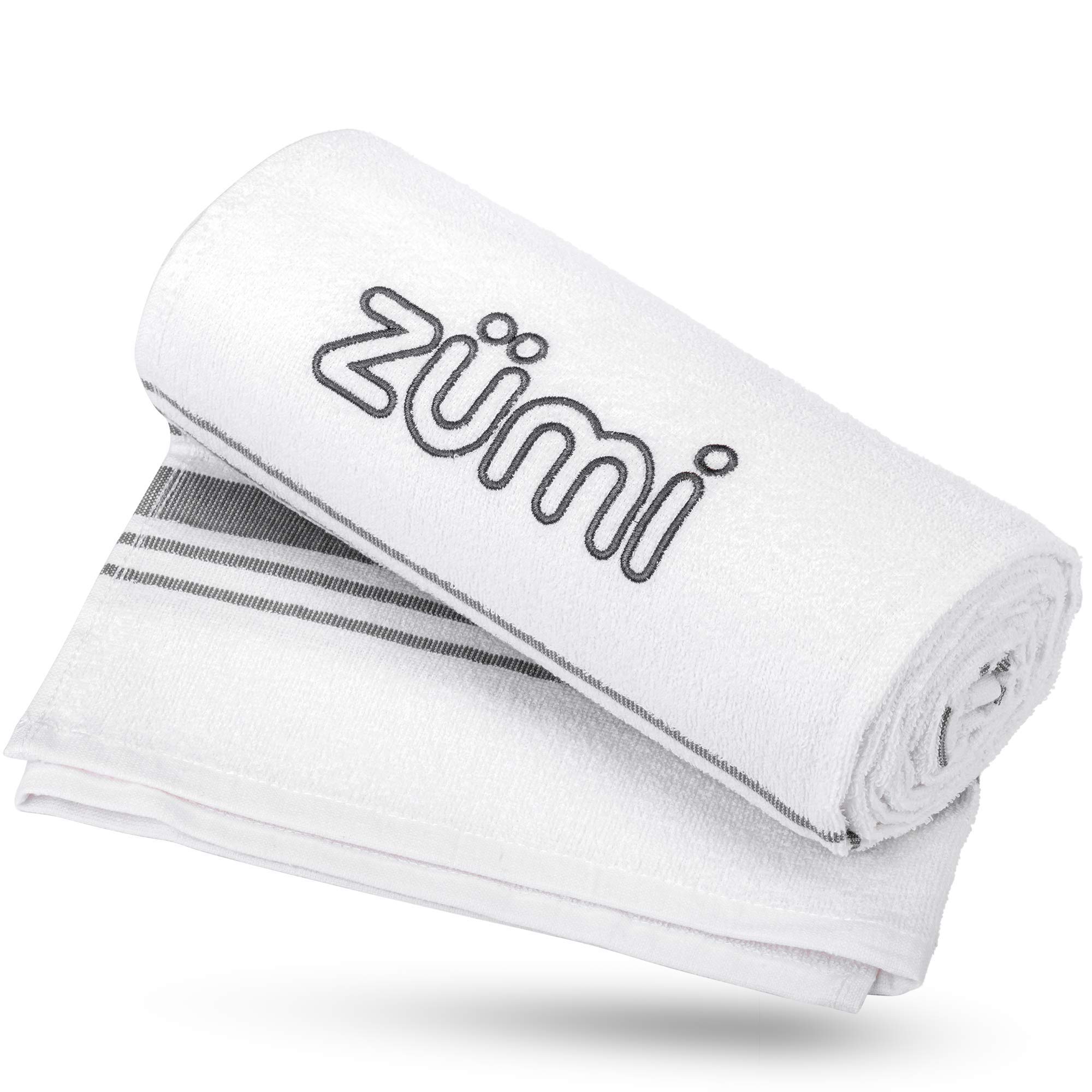 Zumi100% Cotton Quick Dry Large Travel Towel - Soft, Thin, Compact, Highly Absorbent, Lightweight Camping Towel for Beach, Gym, Bath, Shower, Swimming, Dorm, RV - White