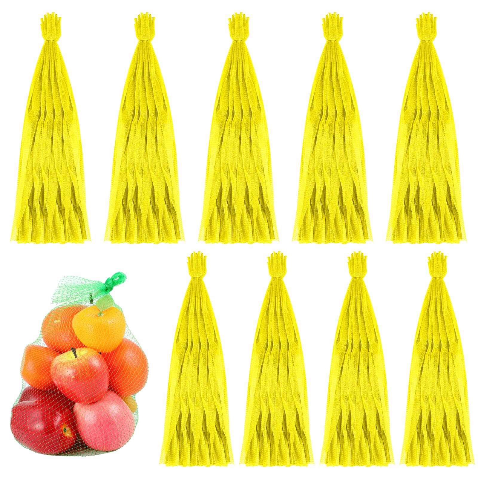 1000 Pcs Reusable Mesh Nylon Netting Bulk, Fits Storage Egg Vegetable Seafood Fruits Bags Grocery Bags (Yellow,24 Inch)