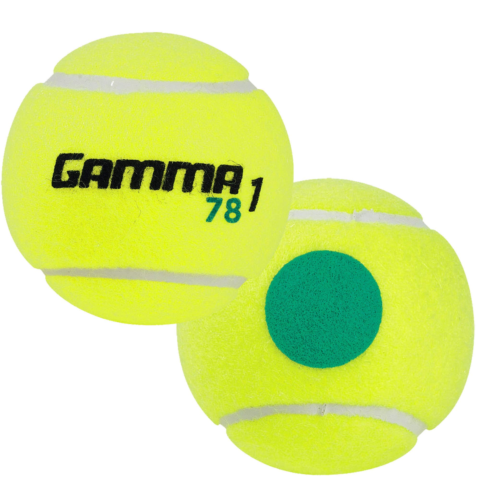 Gamma Beginner Child or Adult Training (Transition) Practice Tennis Balls: Orange 60 or Green 78 Dot (25%-50% Slower Ball Speed) - 12, 36, 48, 60 Pack Sizes