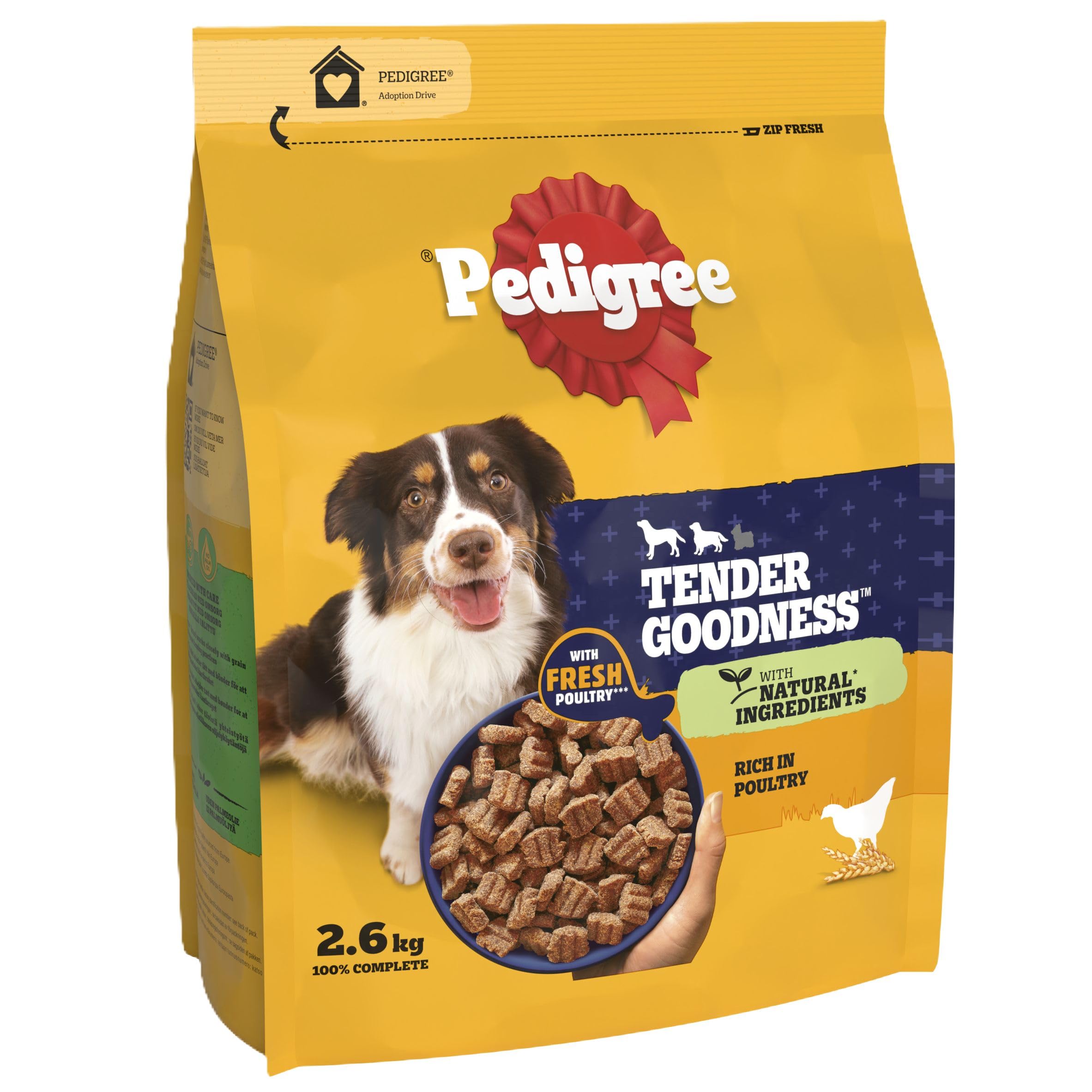 Pedigree Dry Dog Food Tender Goodness with Chicken, 2.6kg (Pack of 3)