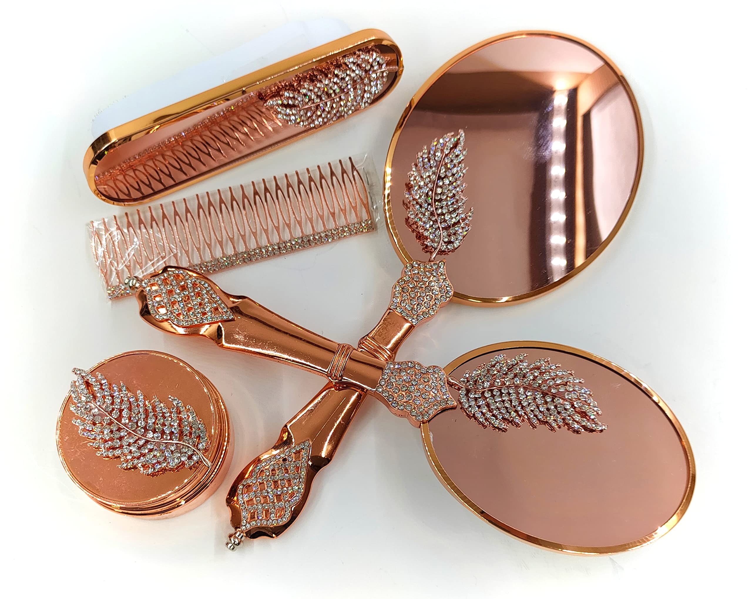 Personalized Handheld Makeup Vanity Mirror Comb Hair Brush Set