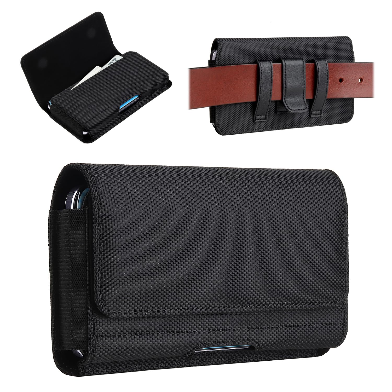 Phone Holster for Samsung Galaxy S23 Ultra S22 Ultra S21+ S20+ Note 20 A03s A13 A54 Moto G Power 5G G Stylus 2023 iPhone 15 Pro Max Google Pixel 7 6 Pro Cell Phone Case with Belt Clip Loop Card Holder