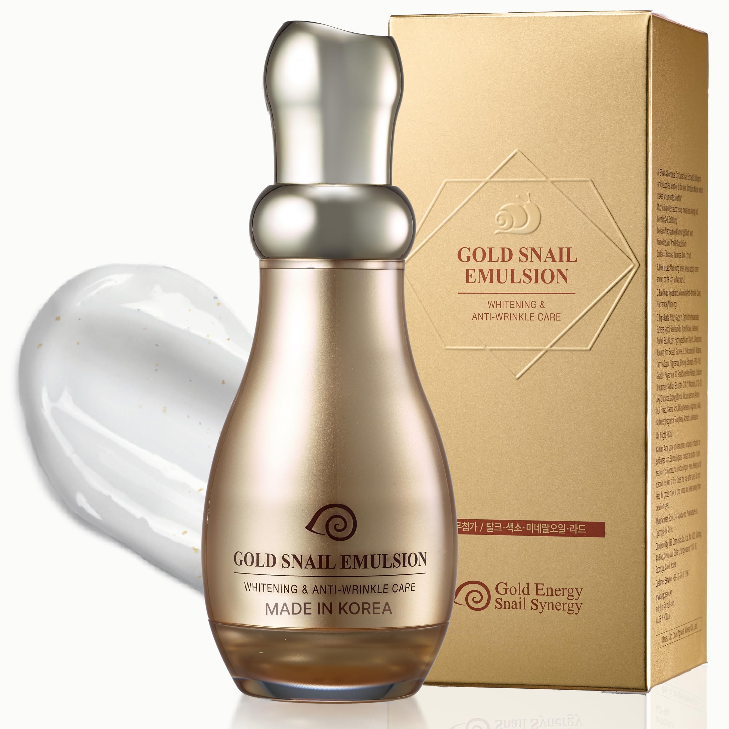 Gold Energy Snail Synergy 24K Extract & Emulsion 130ml - Korean Beauty Skincare, Anti-Wrinkle Care, Nourishing Revitalizing, Boosting Skin Health, Moisture Retaining Emulsion