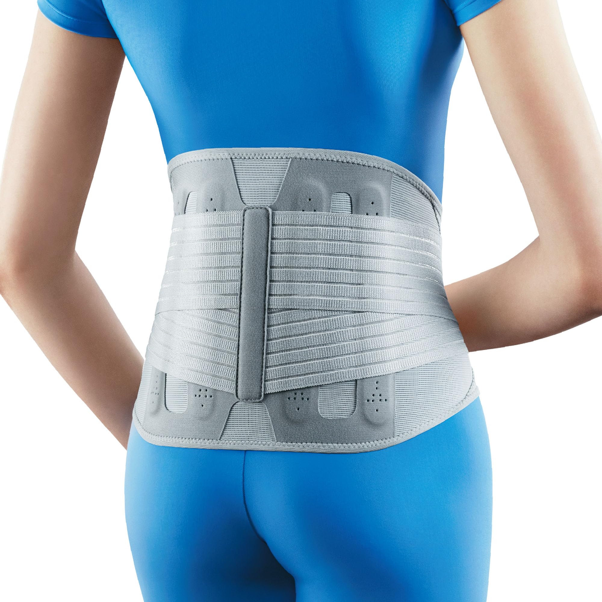 OPPO 2366 High Lumbar Support Back Brace with Flexible Stays - Lower Back Pain Relief, Sciatica Pain Relief, Scoliosis, Herniated Disc - for Elderly and Office Worker (Gray, S, 1-Pack)