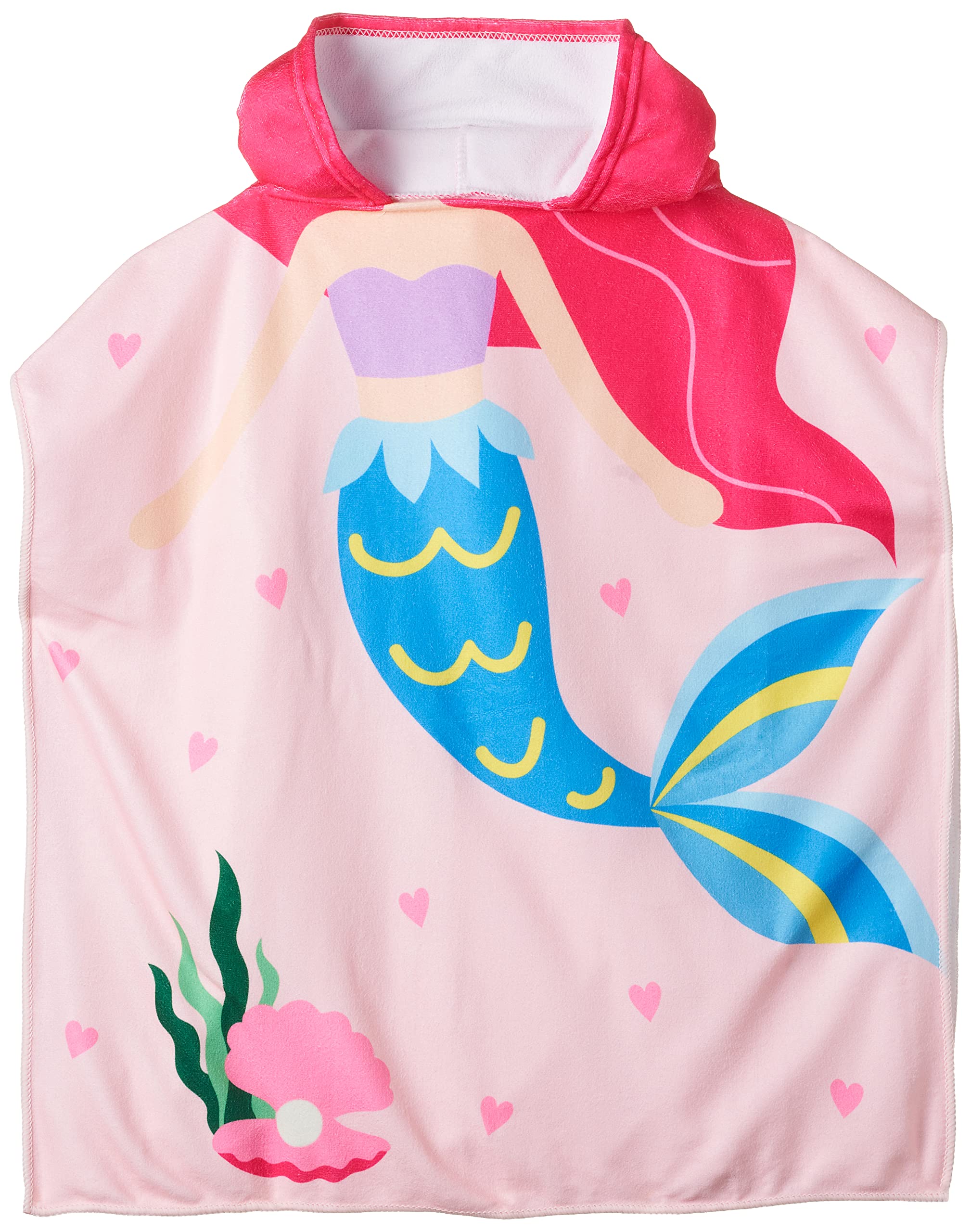 Baby Towel Kid Cartoon Printed Hooded Bath Towel Child Cape Cute Beach Towel for Children Cloak Cosy Towel Ocean World 3 to 7 Years Old Pink