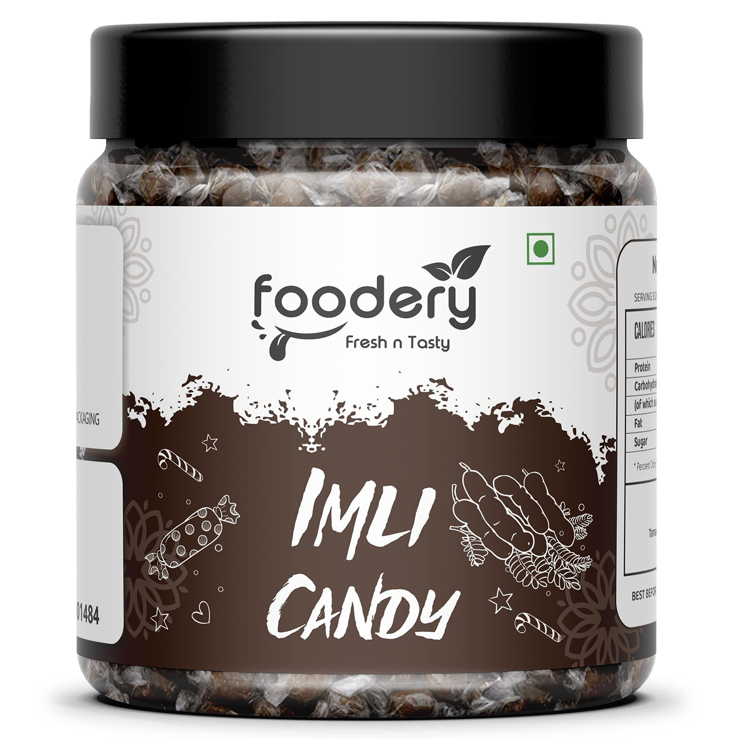 Foodery Imli Candy | 250 Grams Khatti Methi Imli Chulbuli Imli Brown Colour Tamarind Twist Candy Tamarind Candy [Jar Pack]