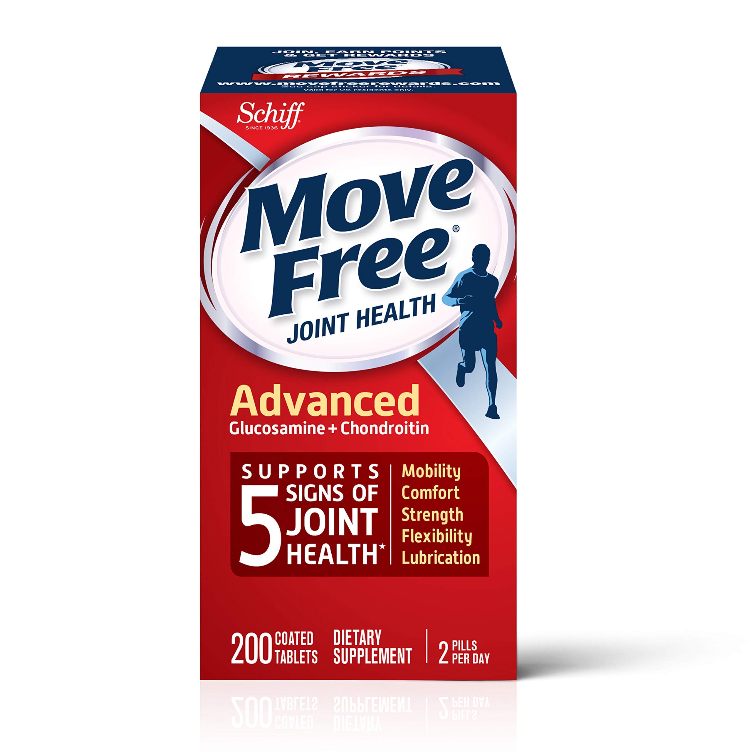 Move Free Glucosamine and Chondroitin Joint Health Supplement Tablets 200 ea (Pack of 2)