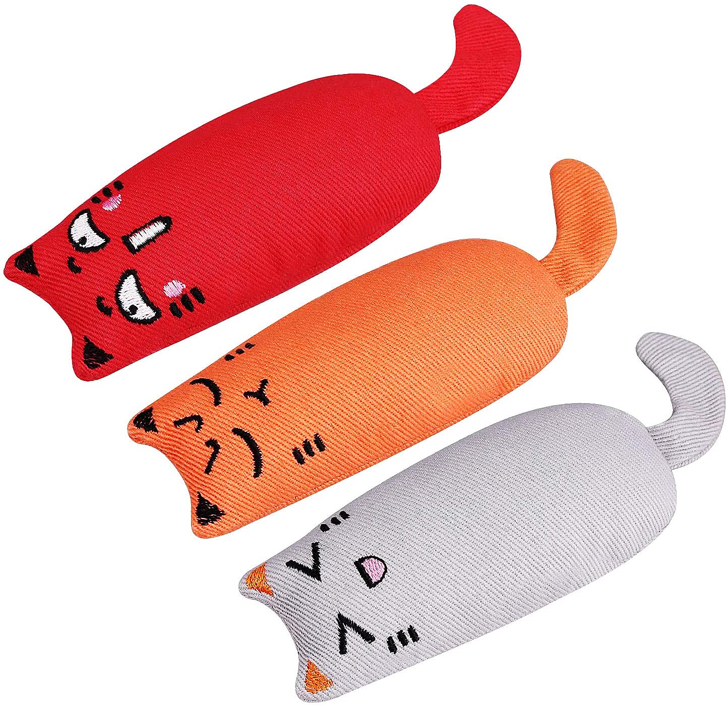 Bojafa Cat Catnip Toys For Indoor Cats Adult: 3 Pack Soft Kitten Teething Chew Toys Small Cat Kicker Toy Interactive Catnip Plush Toys Strong Catnip Pillow Pet Cute Cat Nip Teeth Cleaning Toys