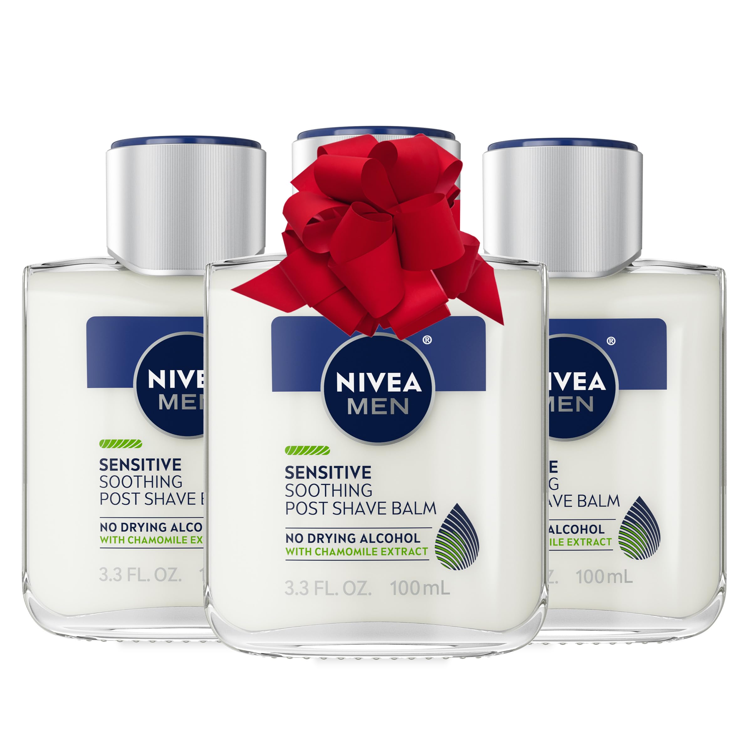 NIVEA MEN Sensitive Post Shave Balm with Vitamin E, Chamomile and Witch Hazel Extracts, 3 Pack of 3.3 Fl Oz Bottles