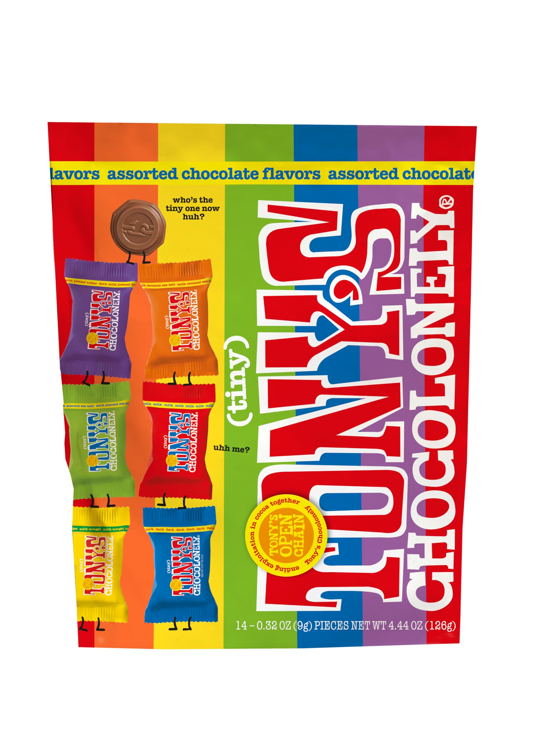 Tony's ChocolonelyAssorted Milk Chocoloate Pieces - Belgium Chocolate, Fairtrade & B Corp Certified - 4.44 OZ (1 Pouch),