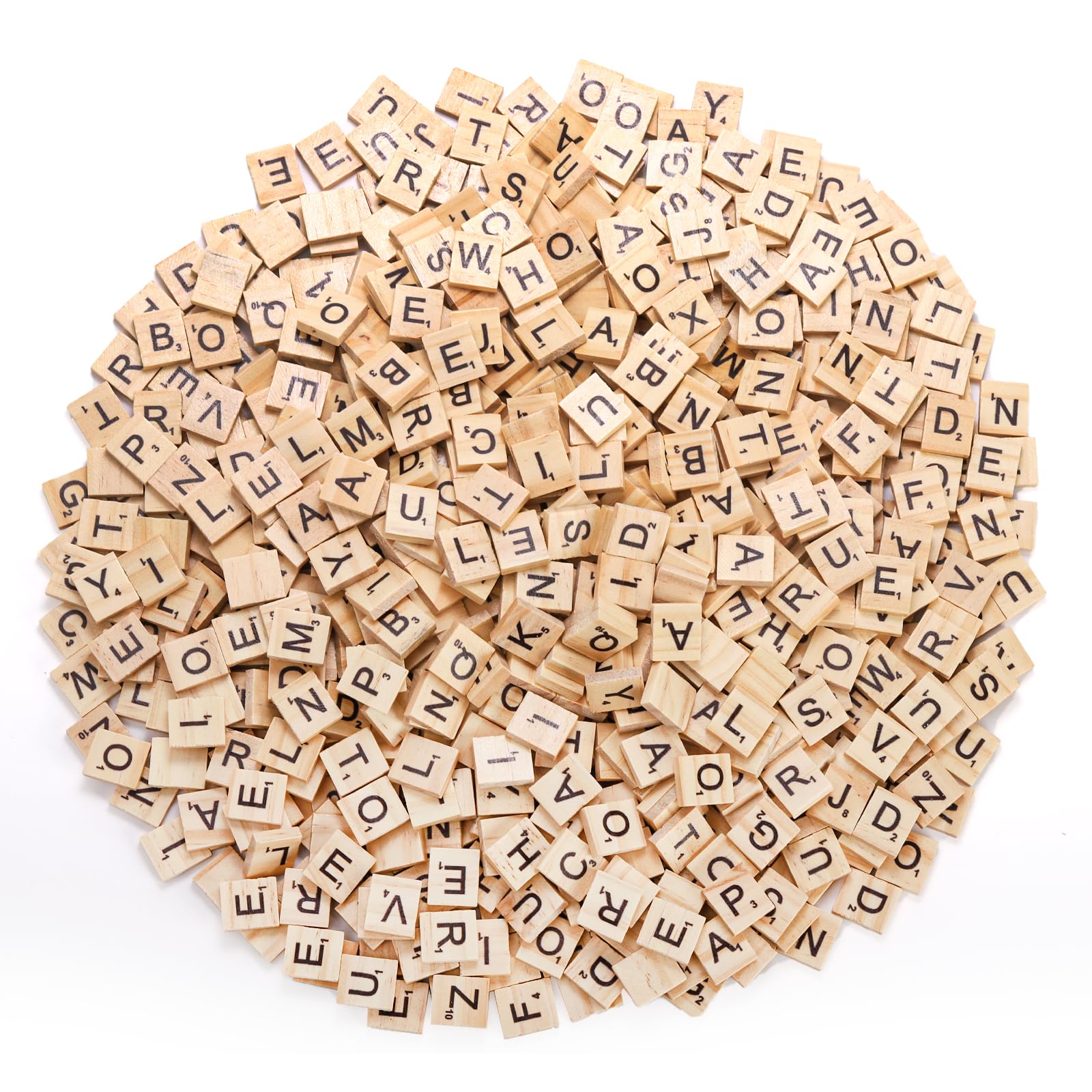 Coloch 1000PCS Wood Scrabble Letters, Wood Letter Tiles A-Z Capital Letters for Crafts, Pendants, Spelling, Gift Decoration, Making Alphabet Coasters and Scrabble Crossword Game, 10 Sets