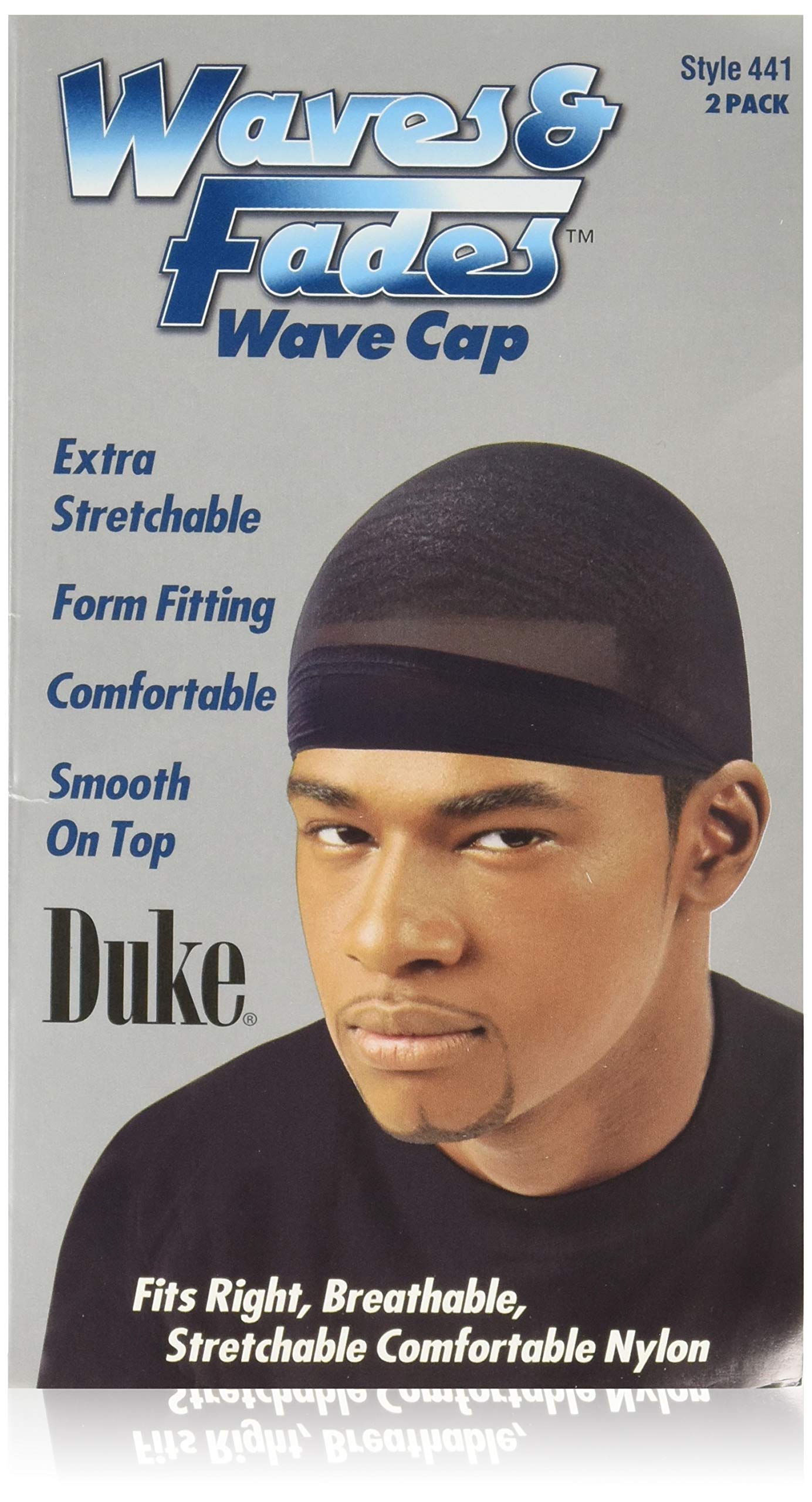 Duke Waves & Fades Wave Cap, Black, 2 Ea, 1count