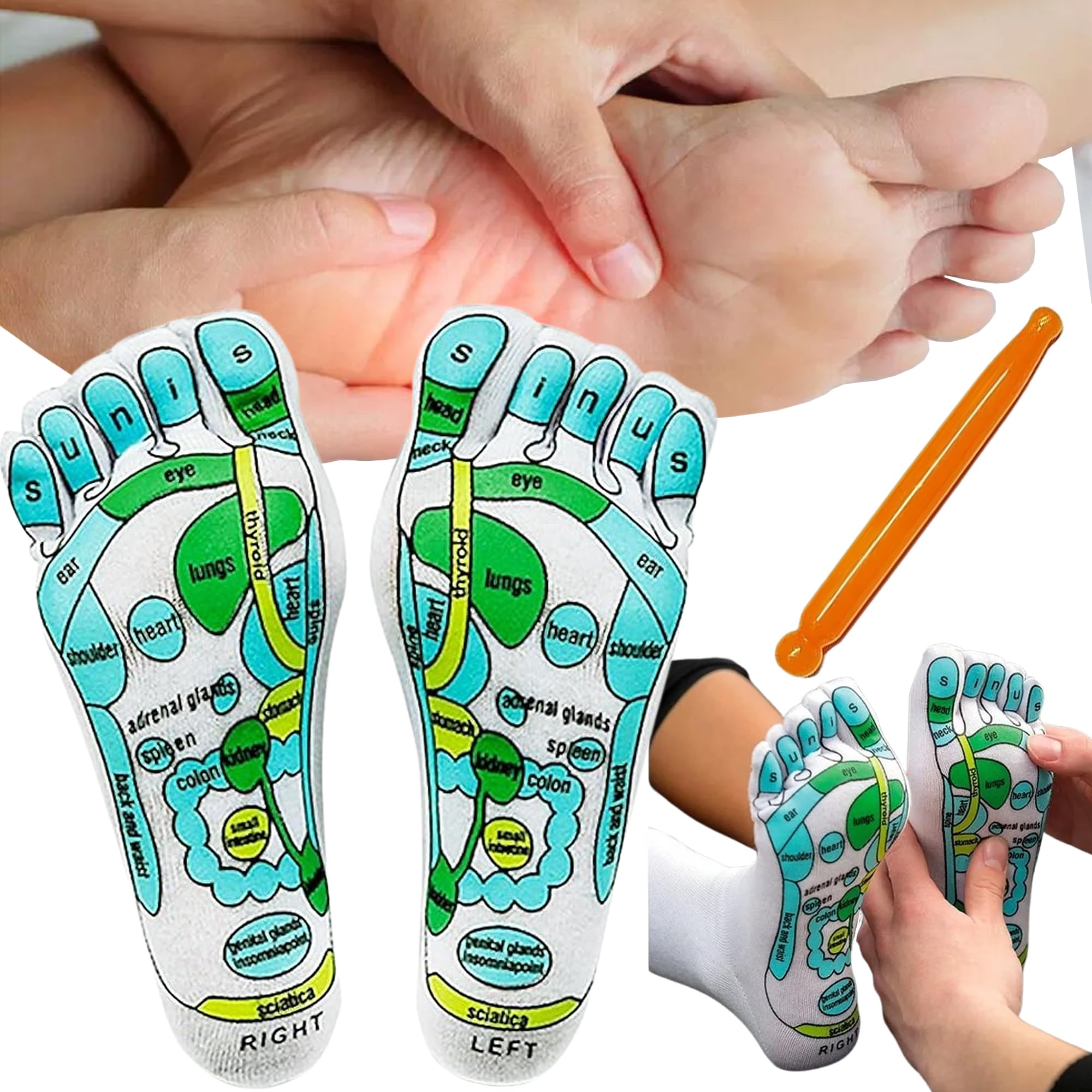 VAIDUE Acupressure Reflexology Socks For Women And Men | Foot Massage Sock | Relieve Tired Physiotherapy Socks With Massage Tools Foot Point Complete Illustration (FREE SIZE FITS TO ALL)