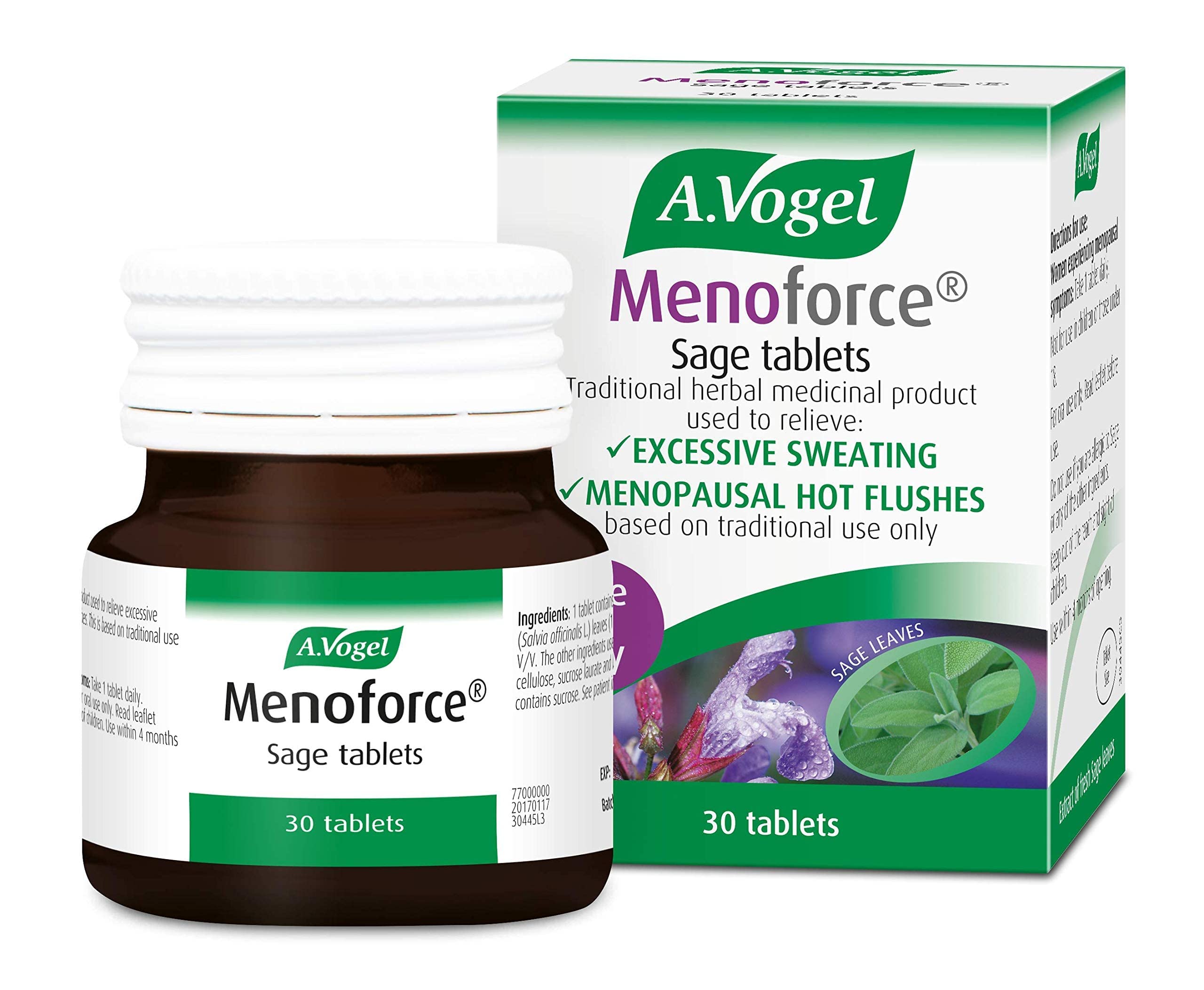 A.VogelMenoforce Sage Tablets | for Menopausal Hot Flushes & Night Sweats | One-a-Day | 30 Tablets