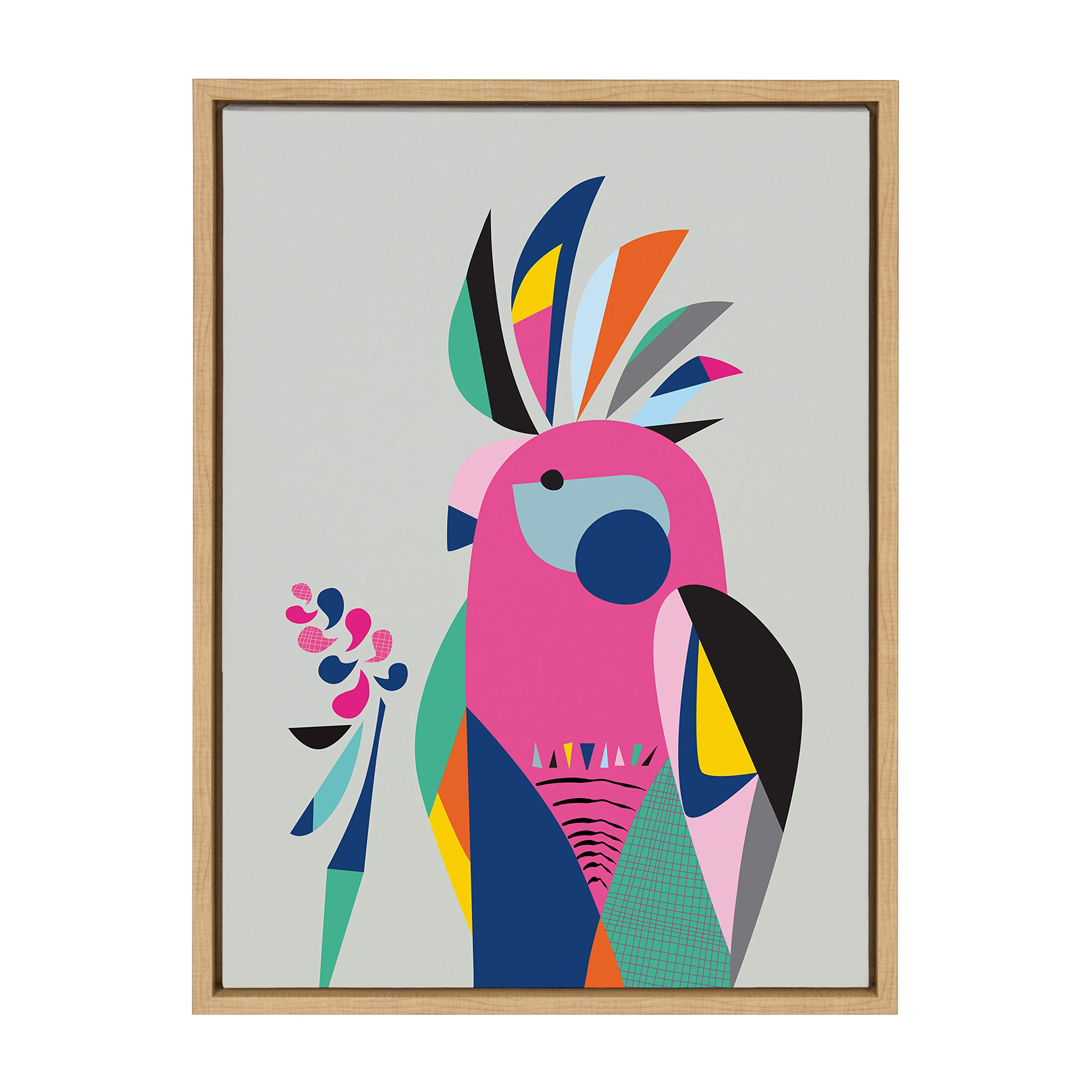 Kate and Laurel Sylvie Galah Framed Canvas Wall Art by Rachel Lee, 18x24 Natural, Abstract Wall Decor