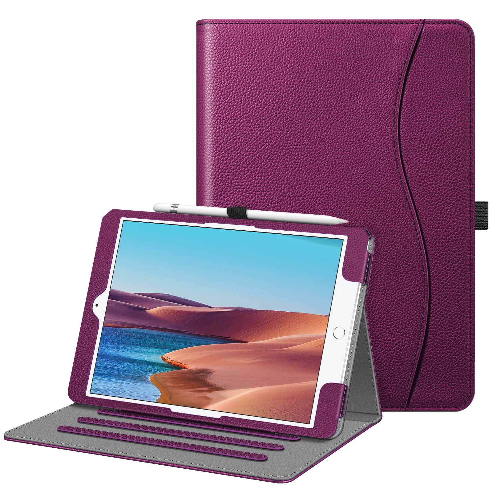 FINTIE Case for iPad 9th / 8th / 7th Generation (2021/2020/2019) 10.2 Inch - [Corner Protection] Multi-Angle Viewing Stand Cover with Pocket & Pencil Holder, Auto Wake Sleep, Purple