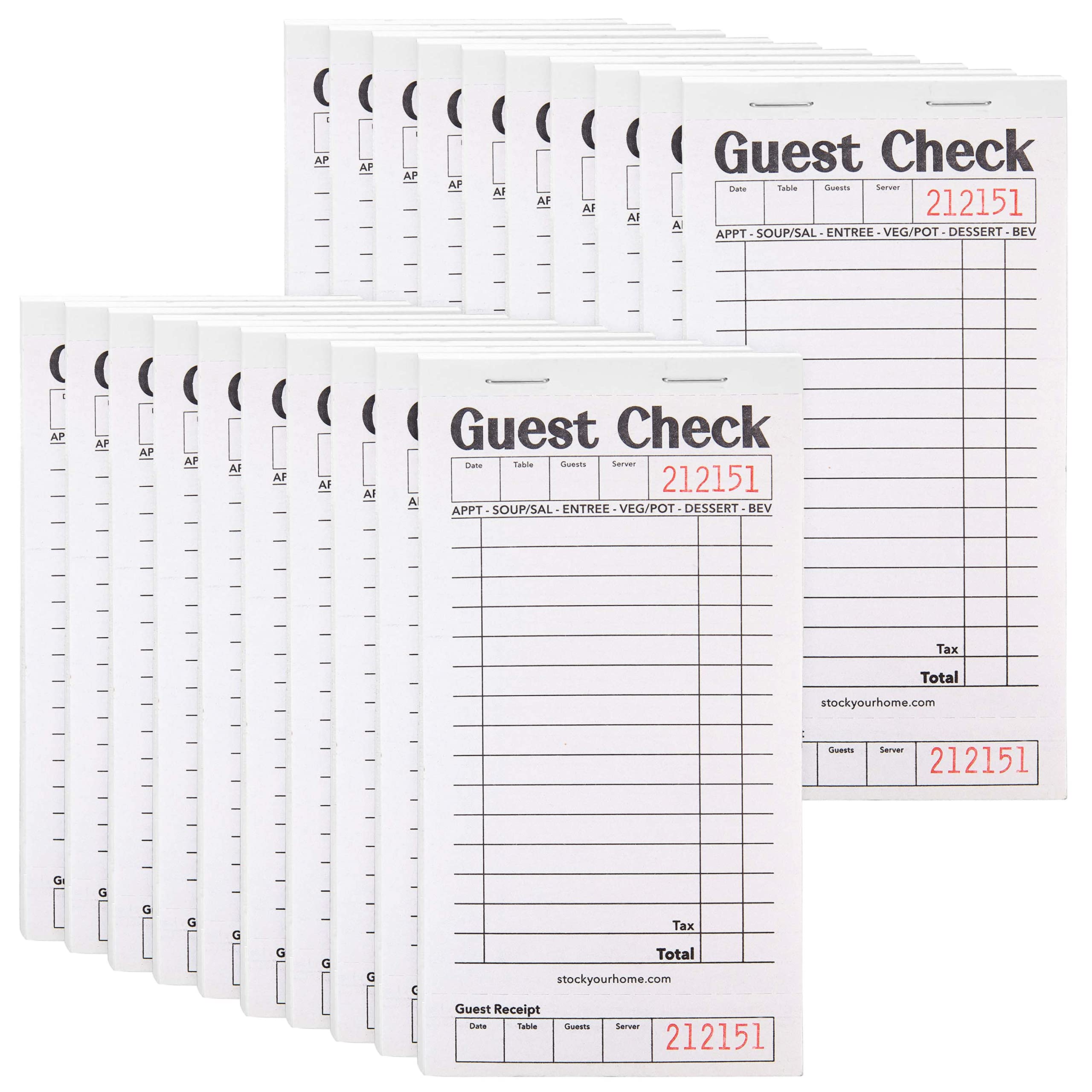 Stock Your Home Black+White Guest Check Books for Servers (20 Pack) Server Note Pads, Waiter Checkbook, Food Receipt Book, Restaurant Order Pad, Paper Checks, Waitress Accessories, 1000 Total Tickets