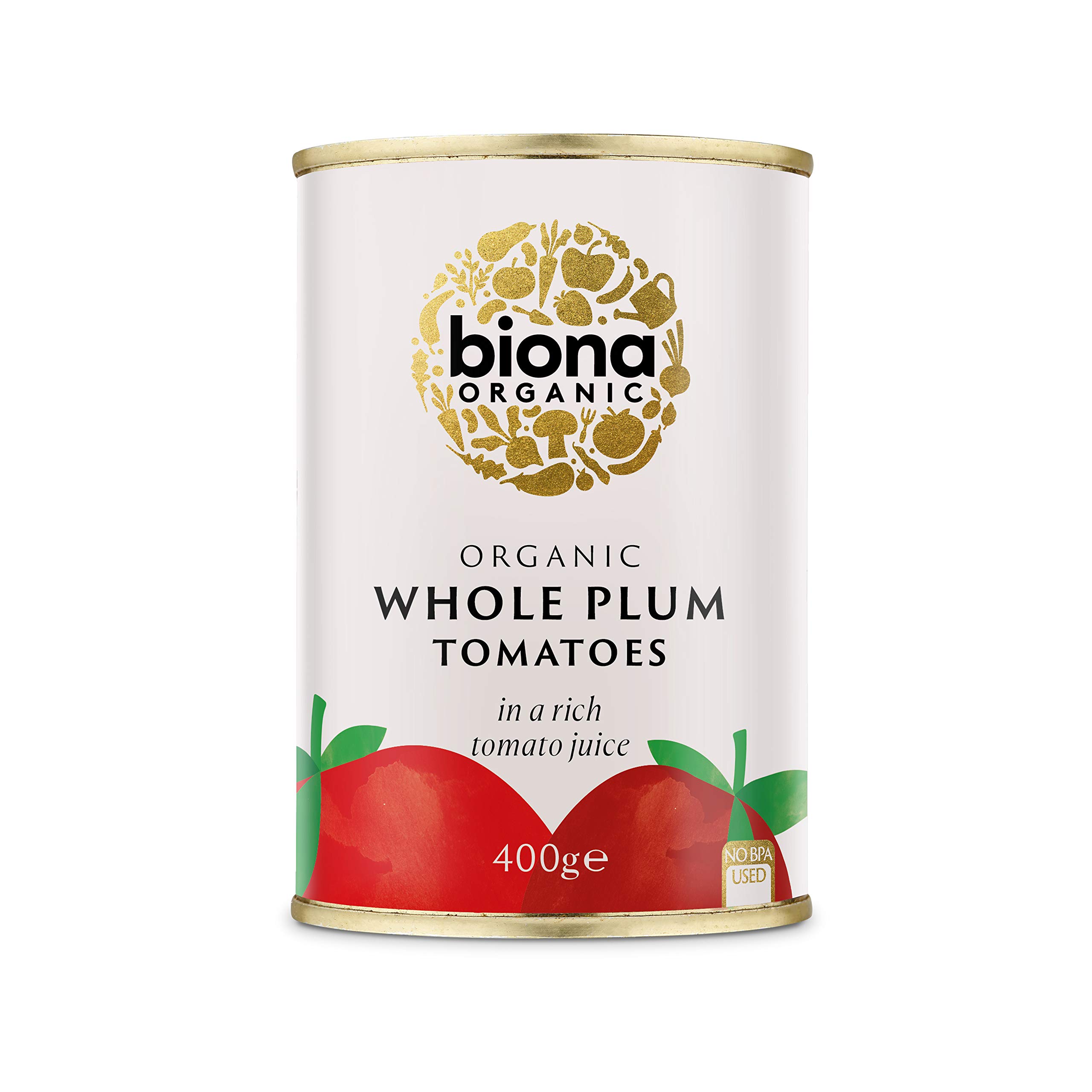 Biona Organic Whole Plum Peeled Tomatoes, 400g