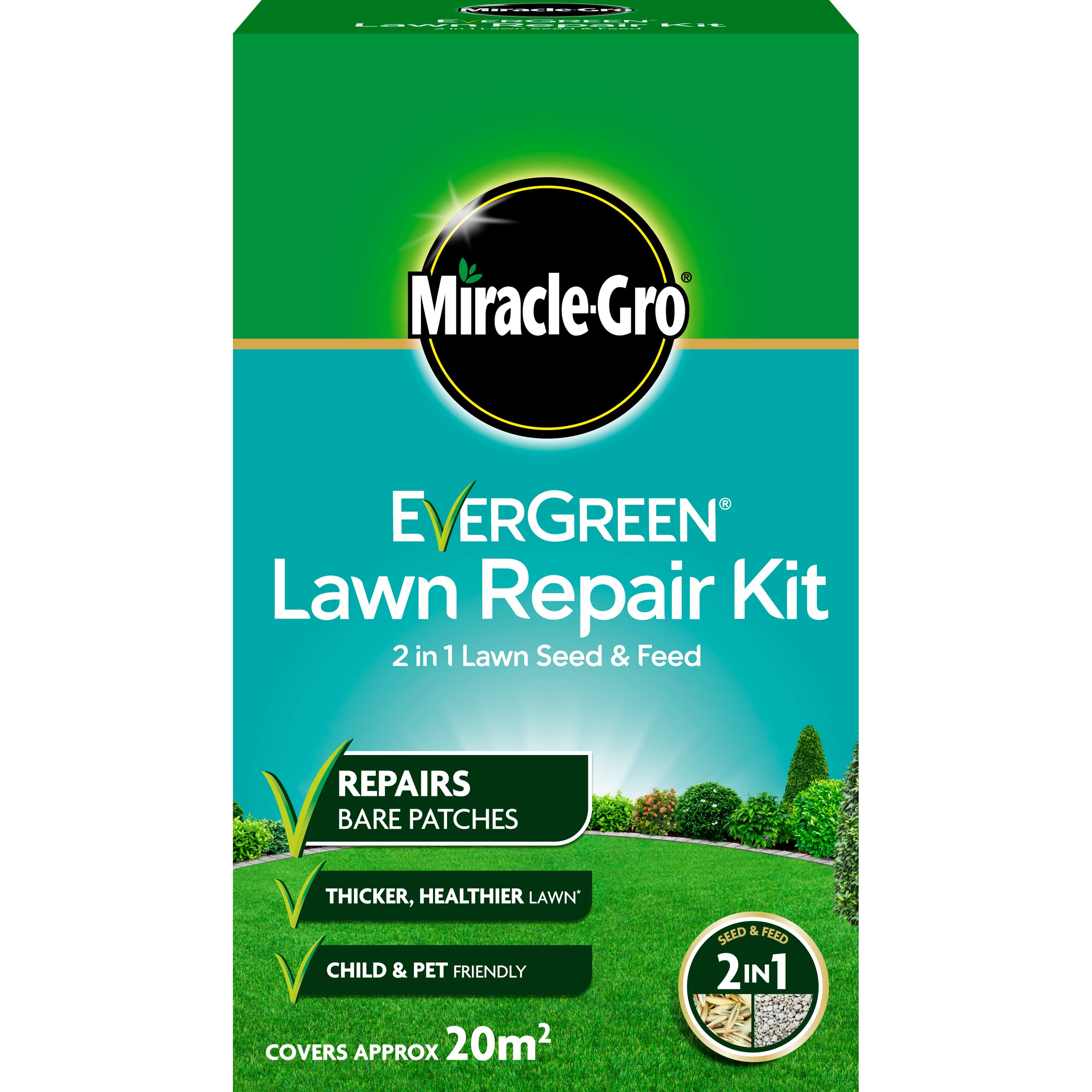 Miracle-GroEverGreen Lawn Repair Kit 1 kg - 20 m2, 2 in 1 Lawn Seed & Feed