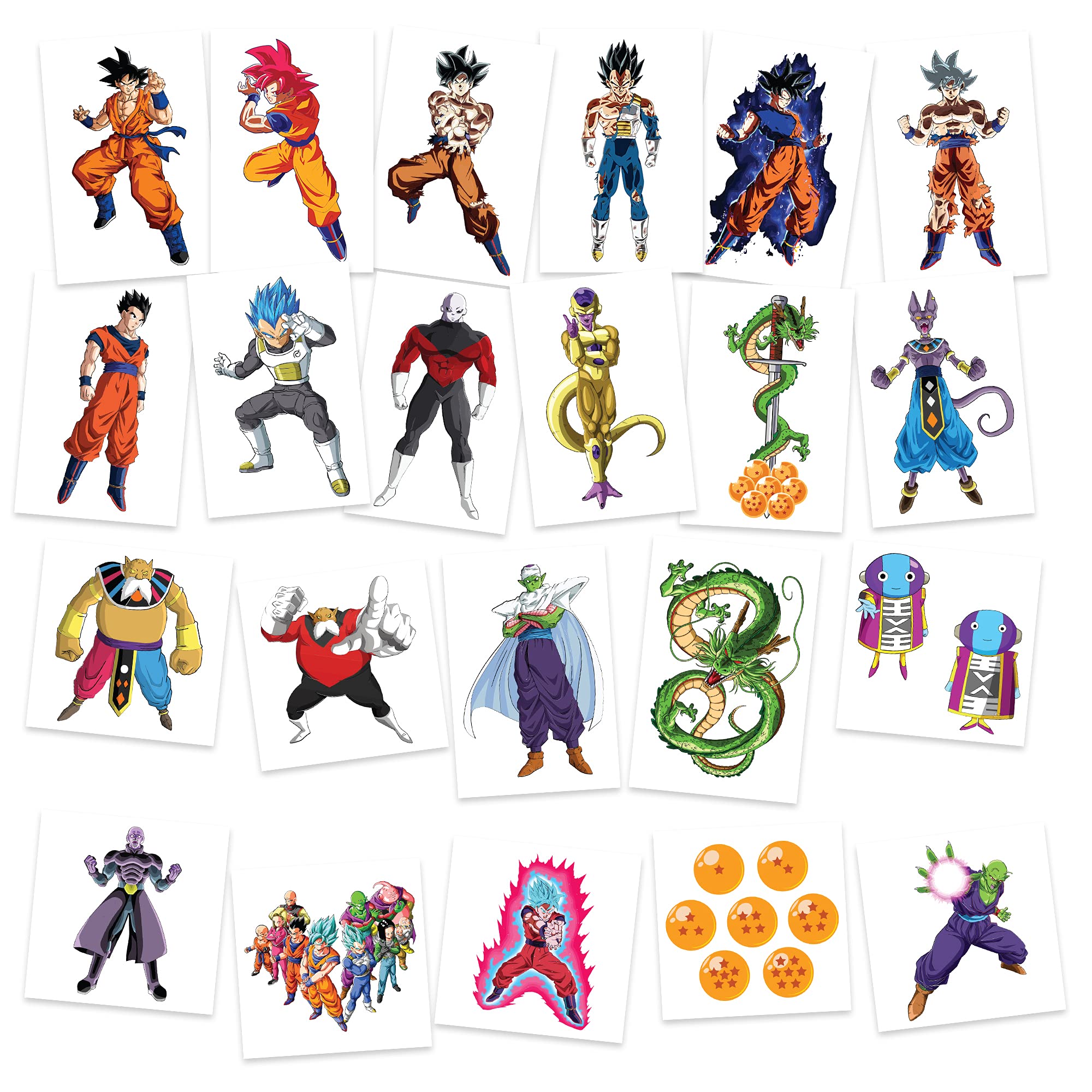 Dragon Ball Temporary Tattoos | Pack of 22 | MADE IN THE USA | Skin Safe | Party Supplies & Favors | Removable