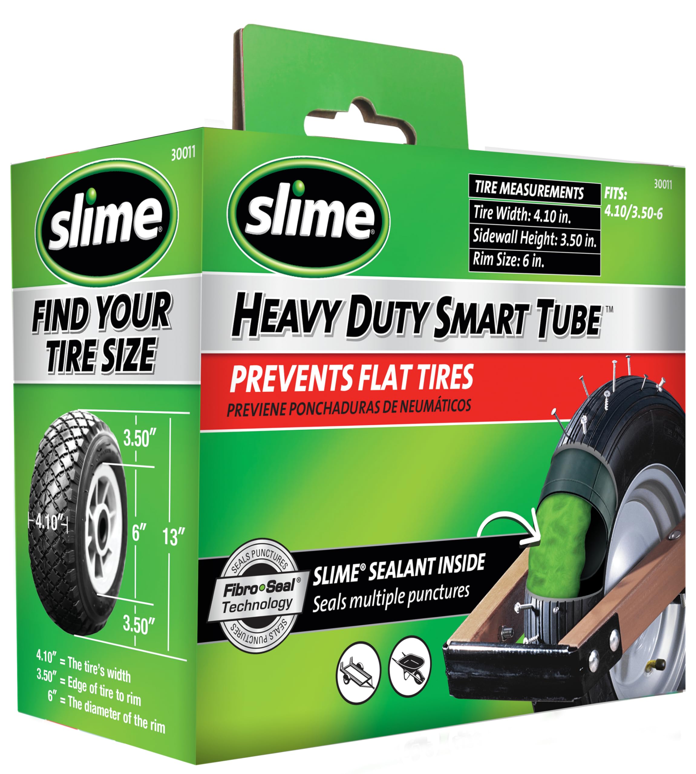 Slime30011 Inner Tube for Wheelbarrows, Trailers, Scooters, Lawn Mowers, Go Carts, 4-Wheelers and More, Extra Strong, Includes Self-Sealing Sealant, Heavy Duty Replacement, 4.10/3.5-6"