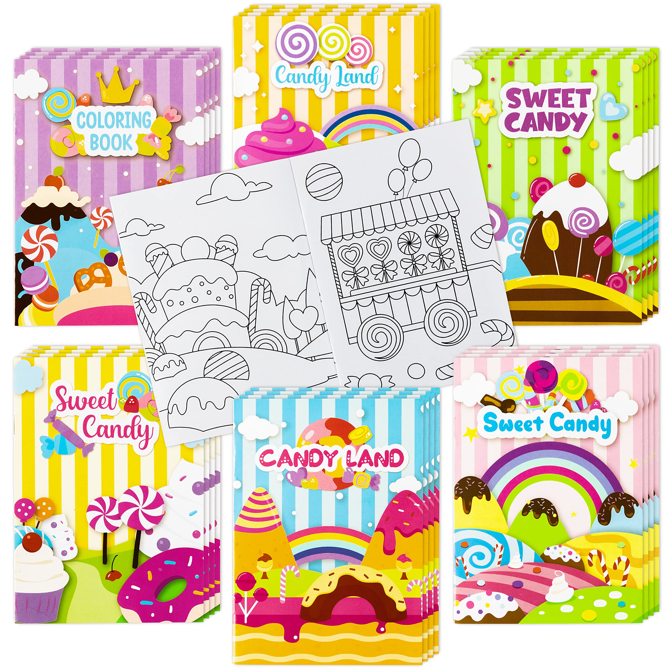 24Pcs Kids Coloring Books Bulk Candyland Coloring Activity Books, Color Your Own Candyland DIY Carfts for Boys Girls, Educational Toy Holiday Birthday Party Favors Goodie Bag Filler