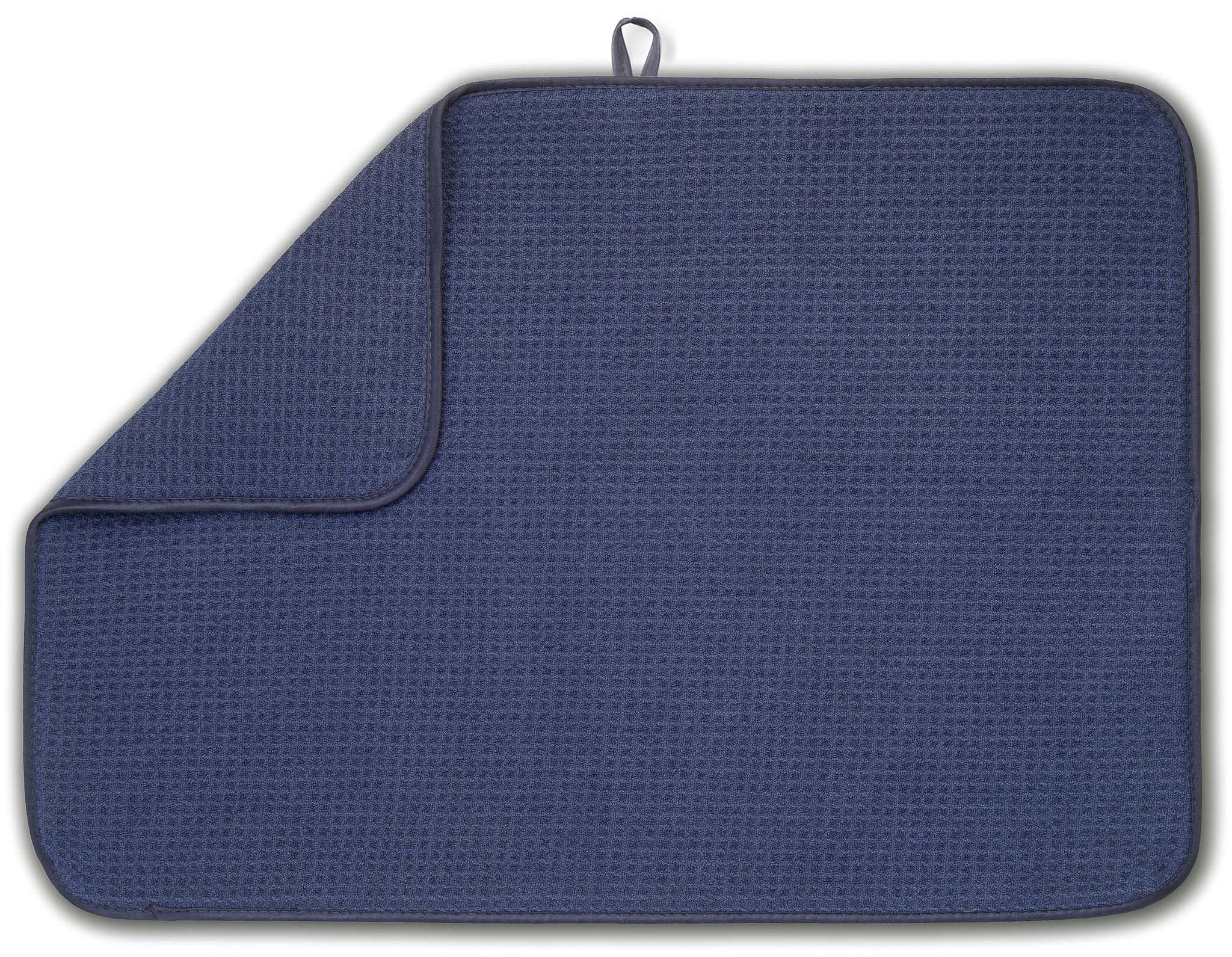 BellemainXXL Dish Mat 16" x 18" Microfiber Dish Drying Mat, Super absorbent (Navy)