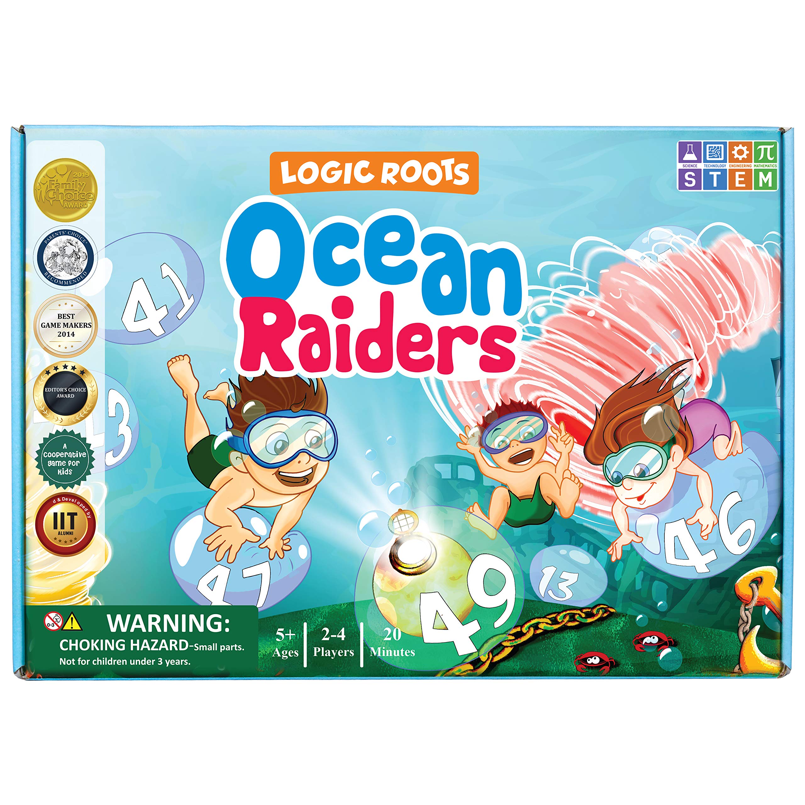 Logic Roots Ocean Raiders Number Sequencing & Addition Game - Fun Math Board Game and STEM Toy for 5-7 Year Olds, Perfect Educational Gift for Kids (Boys & Girls), Home Schoolers, Kindergarten & Up