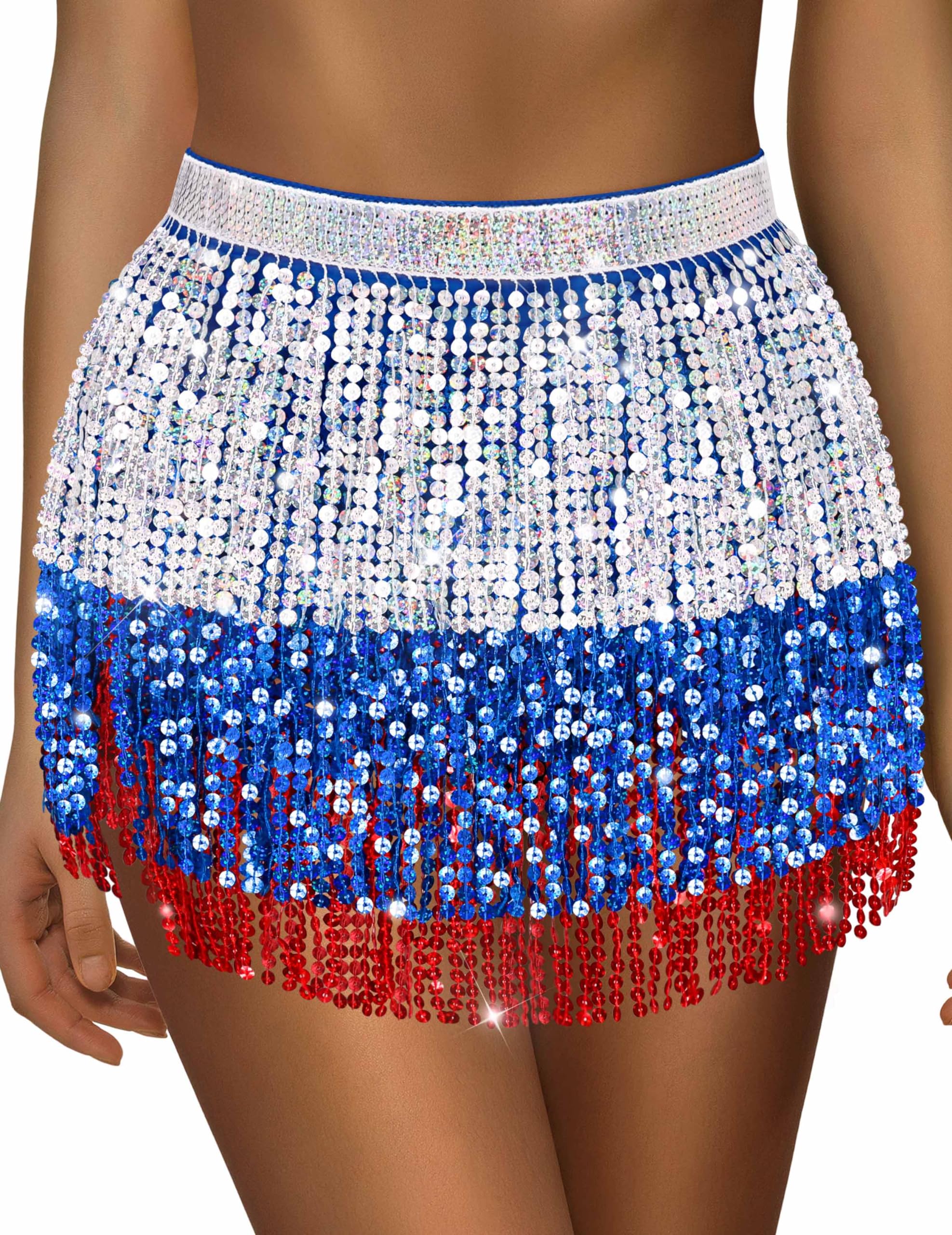 SarfelSequin Skirt Sparkly Skirt Belly Dance Skirt Glitter Skirt Rave Sparkle Skirt Sequin Tassel Skirt Fringe Hip Scarf Women