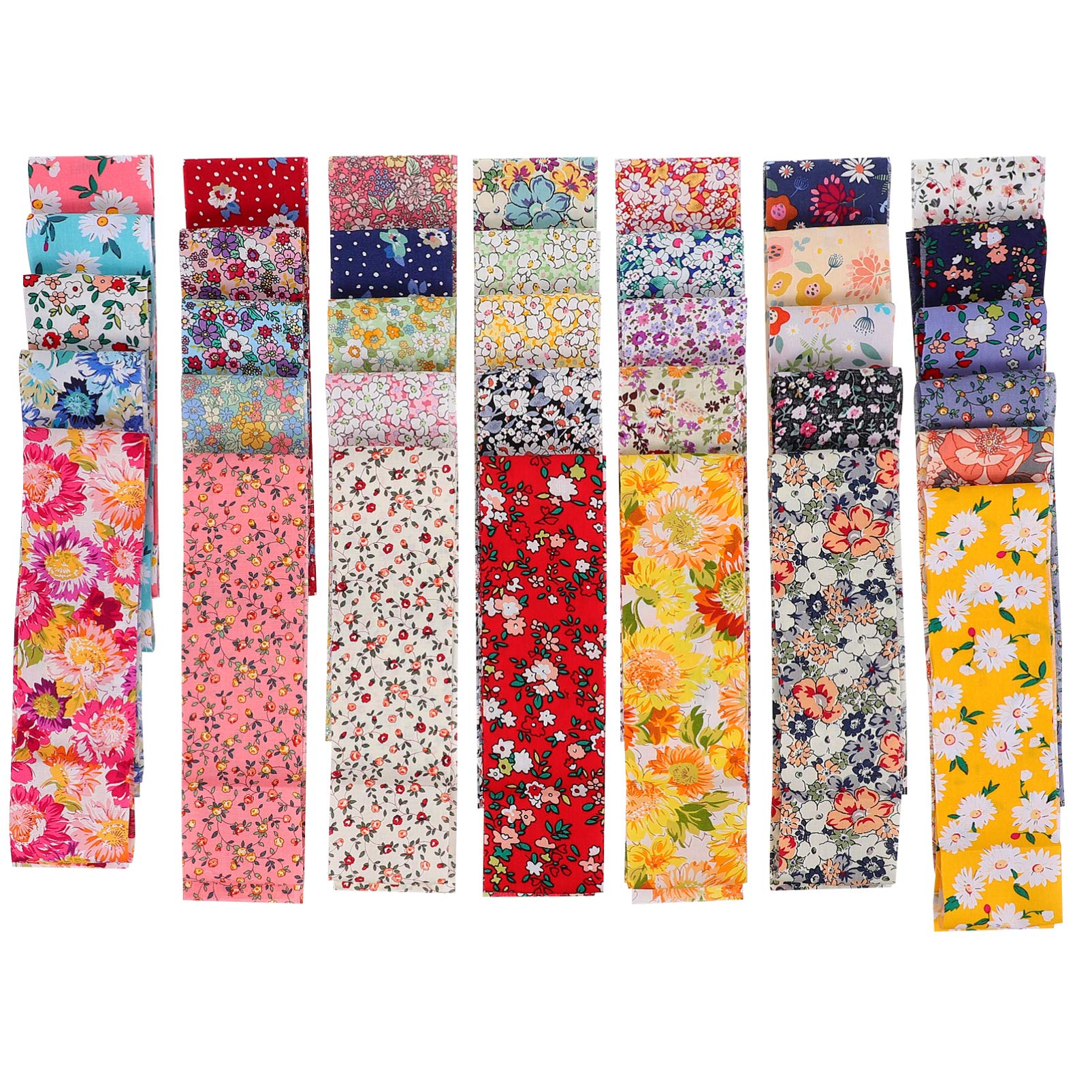 Healifty 36pcs Jelly Fabric Roll Roll Up Cotton Fabric Quilting Strips Floral Cotton Craft Fabric Bundle DIY Handmade Precut Patchwork Square for Sewing Material Supplies