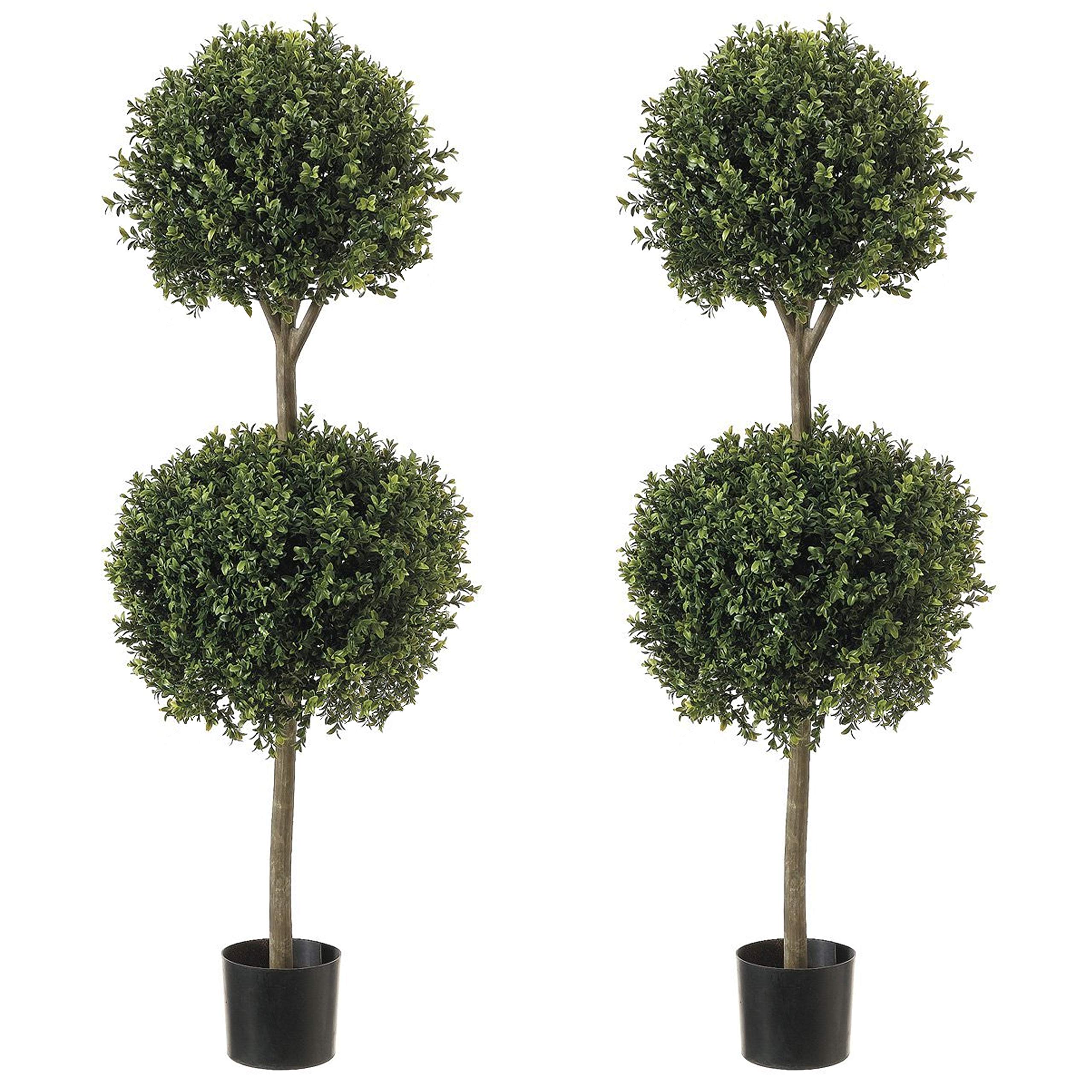 Northwood Calliger 4.6’ Artificial Topiary Double Ball Boxwood Trees | Highly Realistic Potted Decorative Buxus Shrubs | Faux Plastic Plants for Home/Garden Décor | Indoor & Outdoor|UV Protected