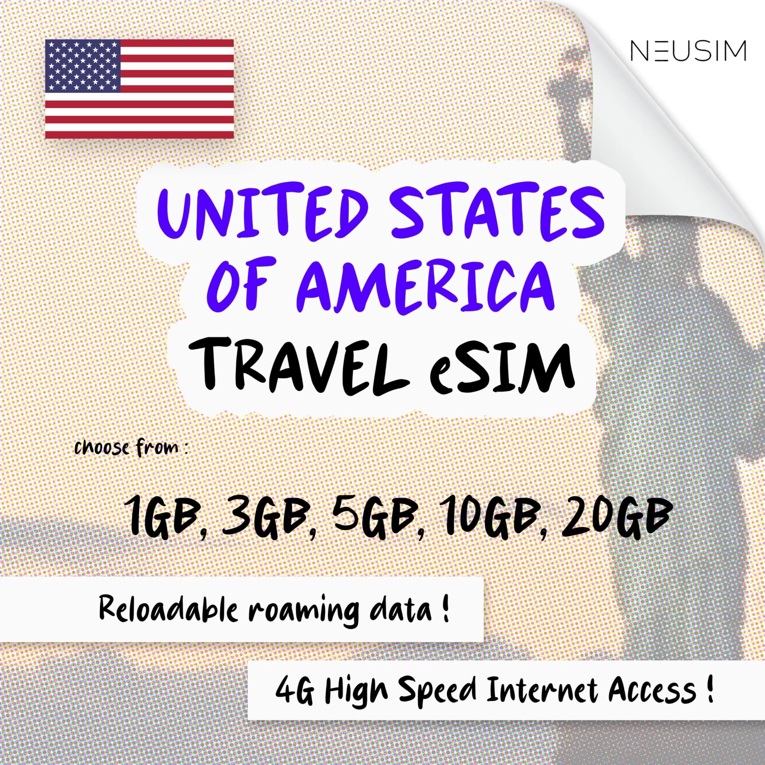 NeuSIM USA eSIM 1-20GB Data | Same Day DELIVERY! (1GB for 7 Days)