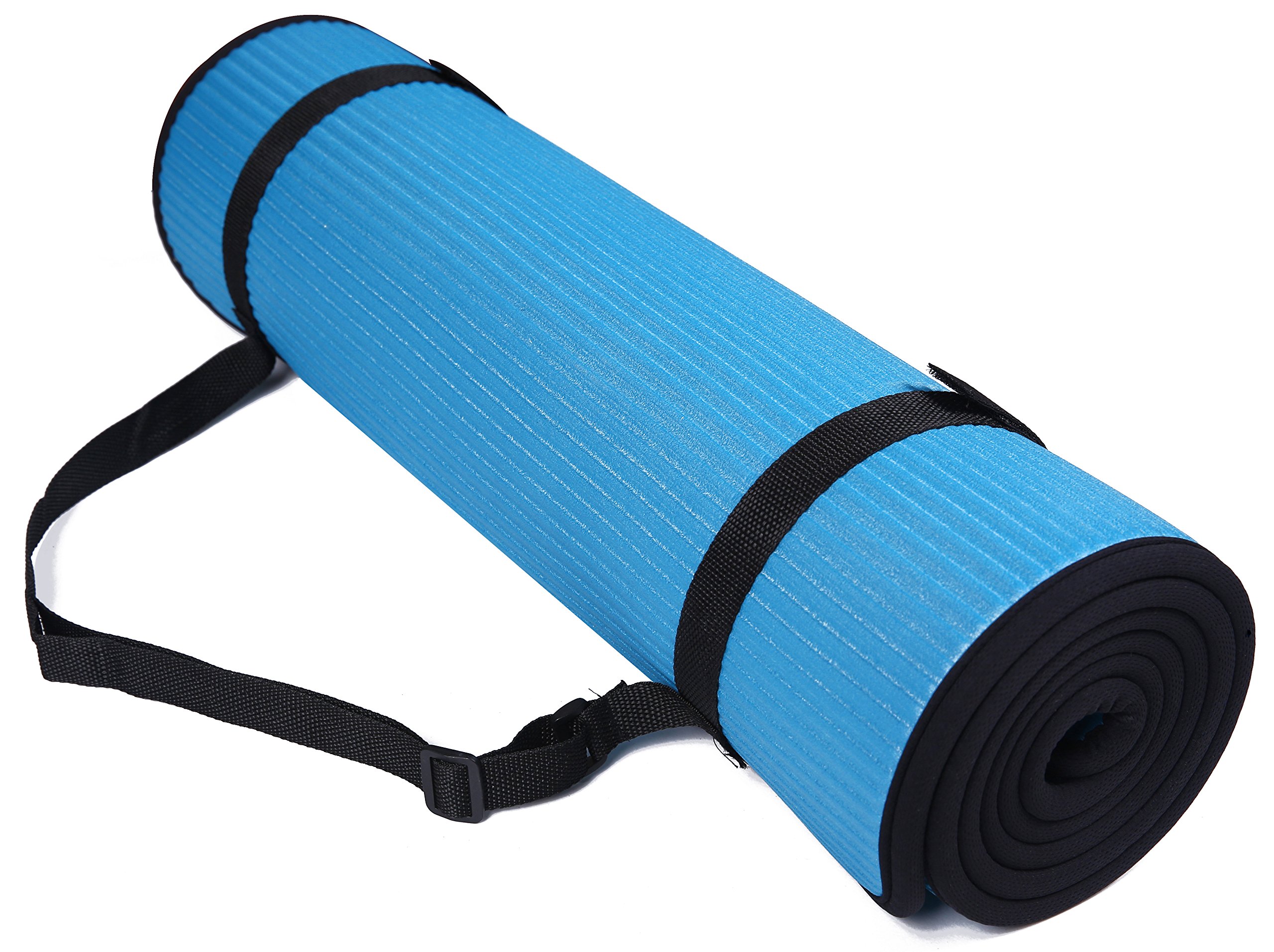 BalanceFrom GoFit All-Purpose 2/5-Inch (10mm) Extra Thick High Density Anti-Slip Exercise Pilates Yoga Mat with Carrying Strap