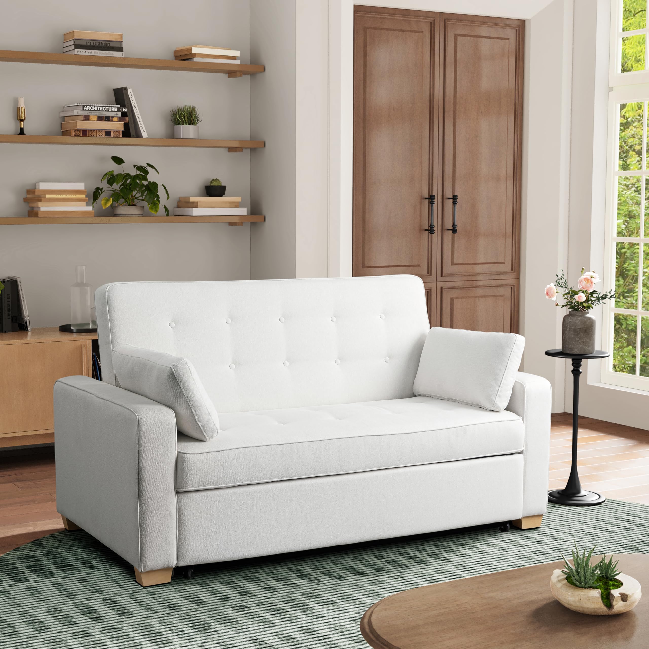 SertaAinsley Queen Size Convertible Loveseat, Oyster