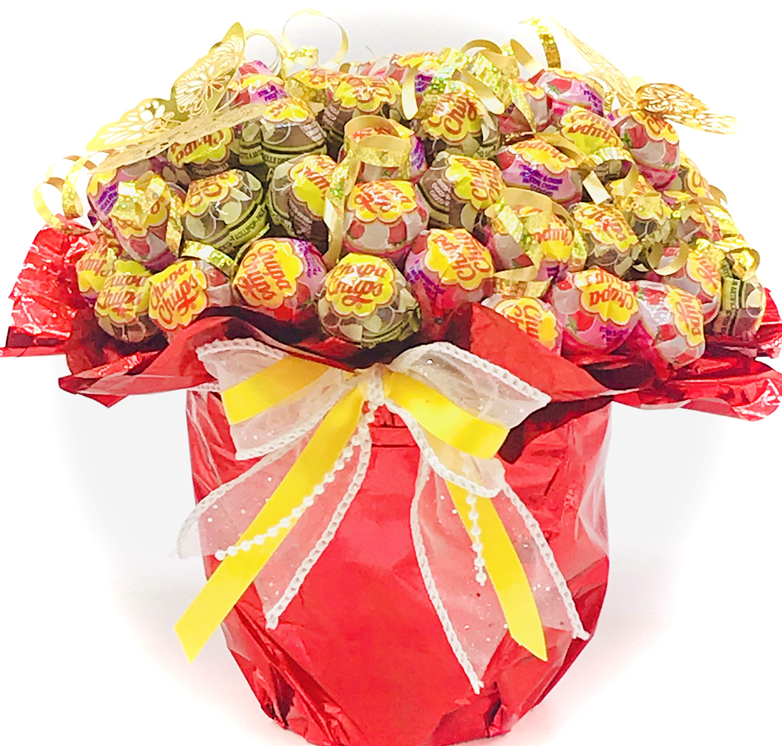 Chupa Chups Candy Gift Bouquet, 50 Count Lollipops