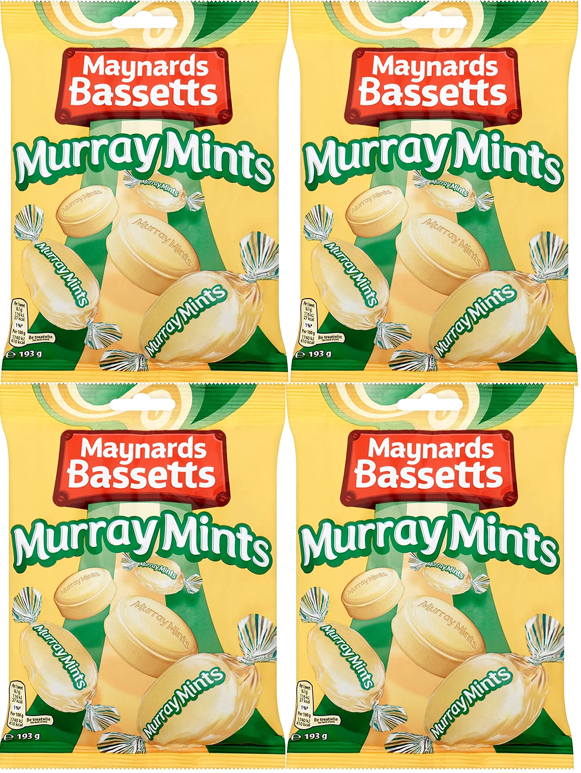 Maynards Bassetts Murray Mints Sweets Bag (193g per pack) Pack of 4