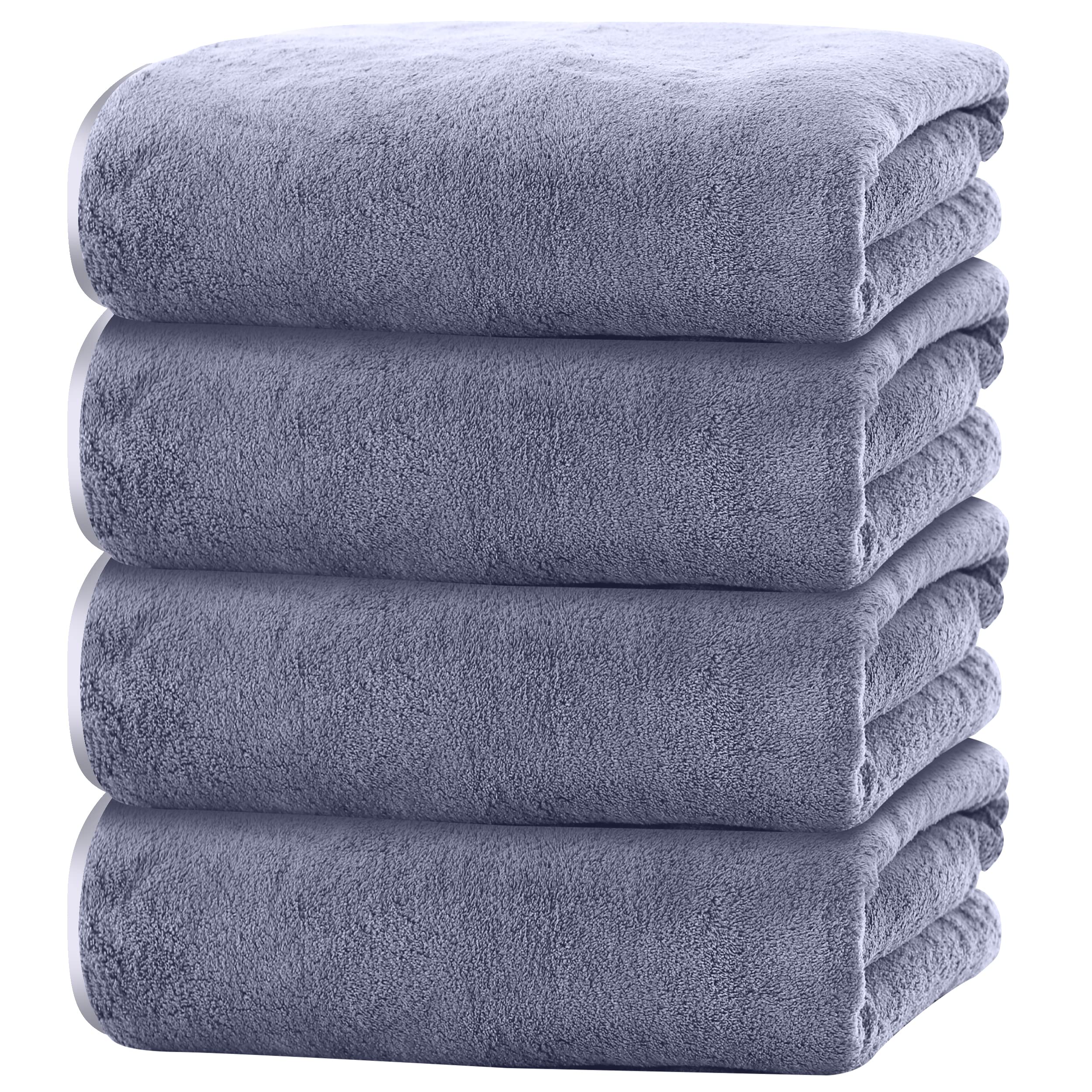 Cosy Family Microfiber 4 Pack Bath Towel Set, Lightweight and Quick Drying, Ultra Soft Highly Absorbent Towels for Bathroom, Gym, Hotel, Beach and Spa (Light Teal)