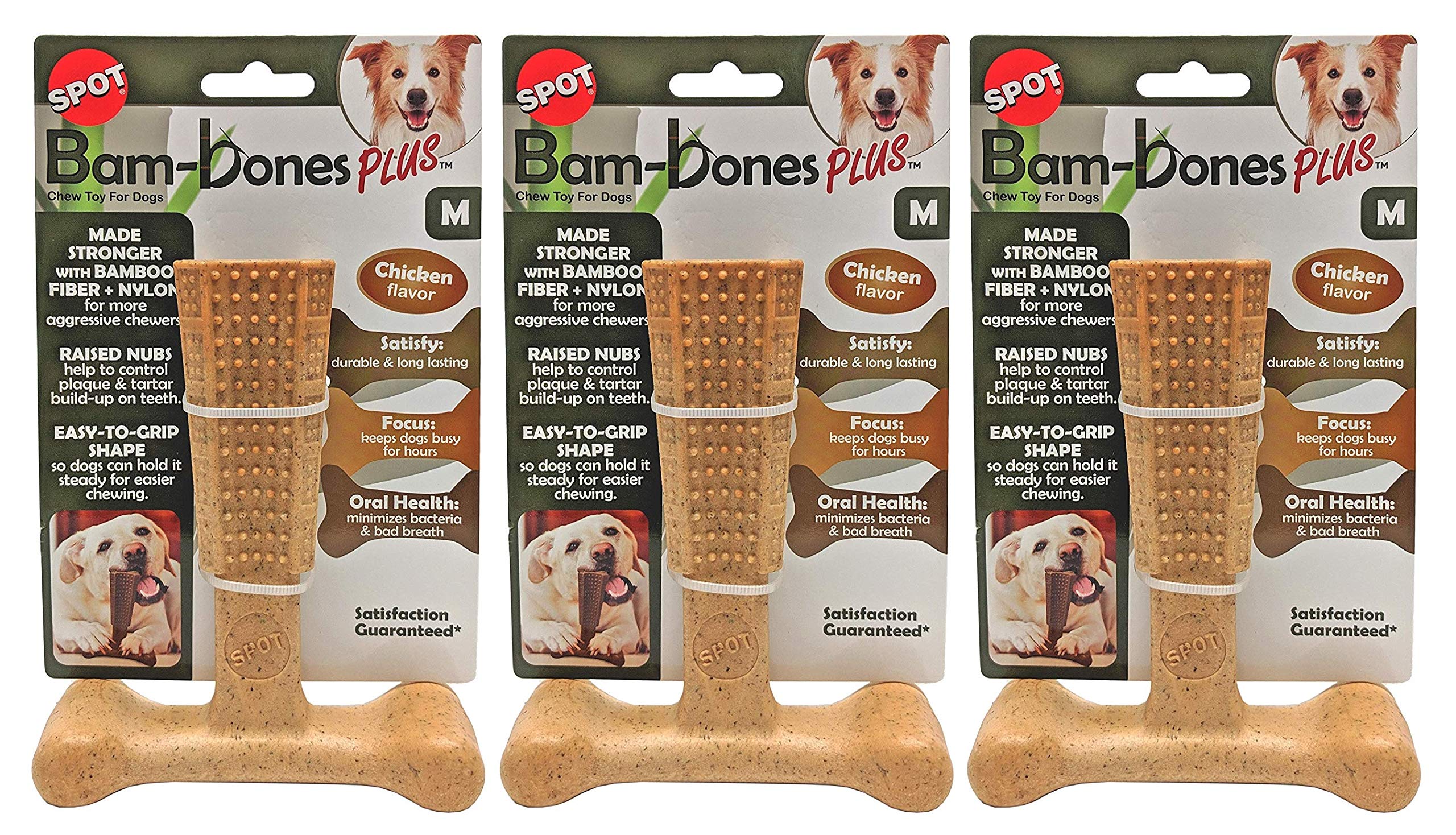 Spot (3 Pack) Ethical Pet Bambone 6-Inch Chew Toy For Dogs Chicken Flavor