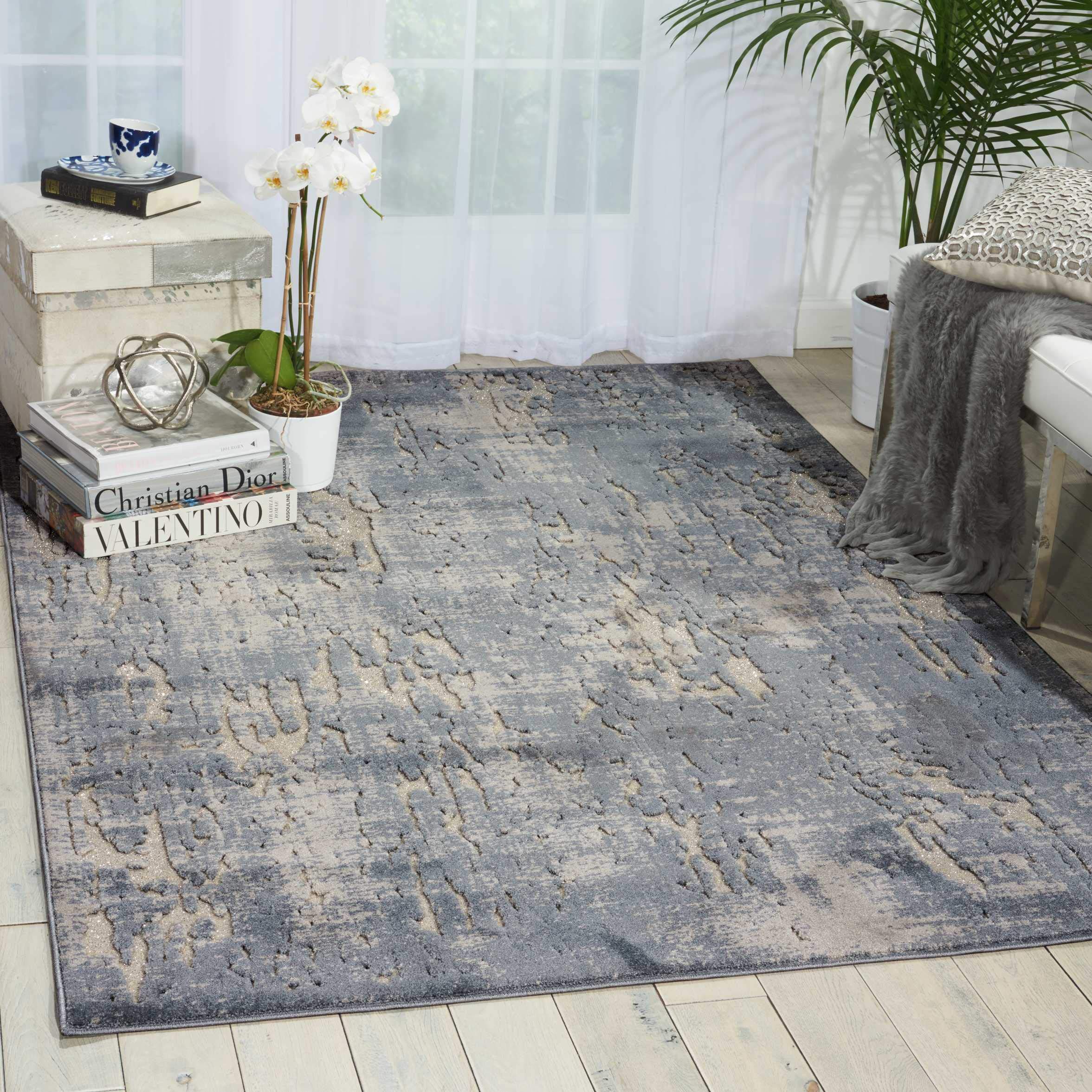 Michael Amini Gleam Abstract Slate 5' x 7' Area Rug , 5'3" x 7'3"