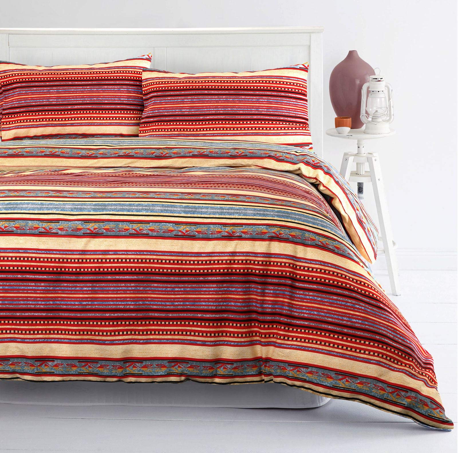 Nimsay Home Multi Stripe Multicoloured 100% Cotton Duvet Cover Set - King