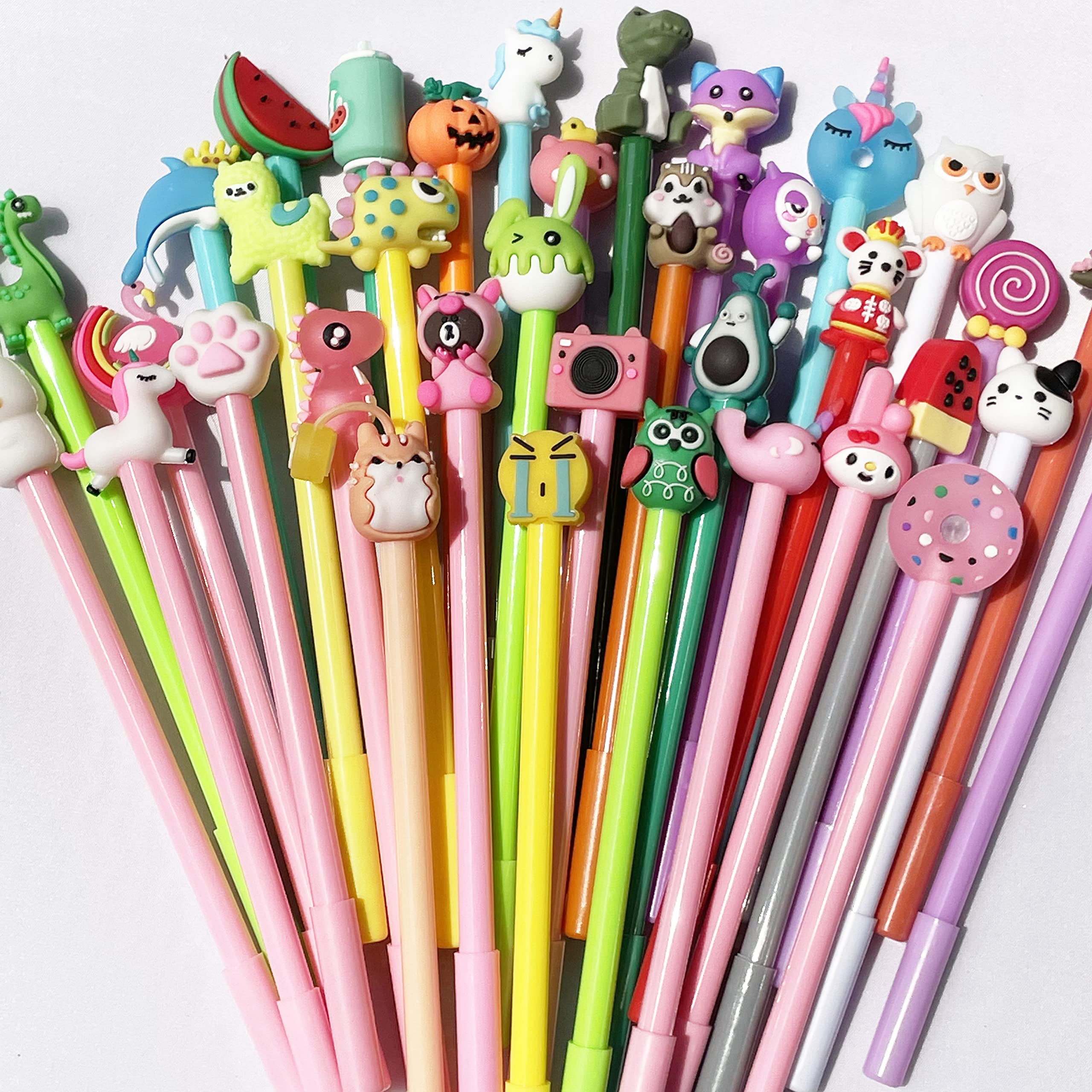 72 Pieces Cute Cartoon Blue Gel Ink Pens Cartoon Animal Writing Pens 0.5 mm Assorted Styles Pens Stationery for School Office Home Student Kids Birthday Present